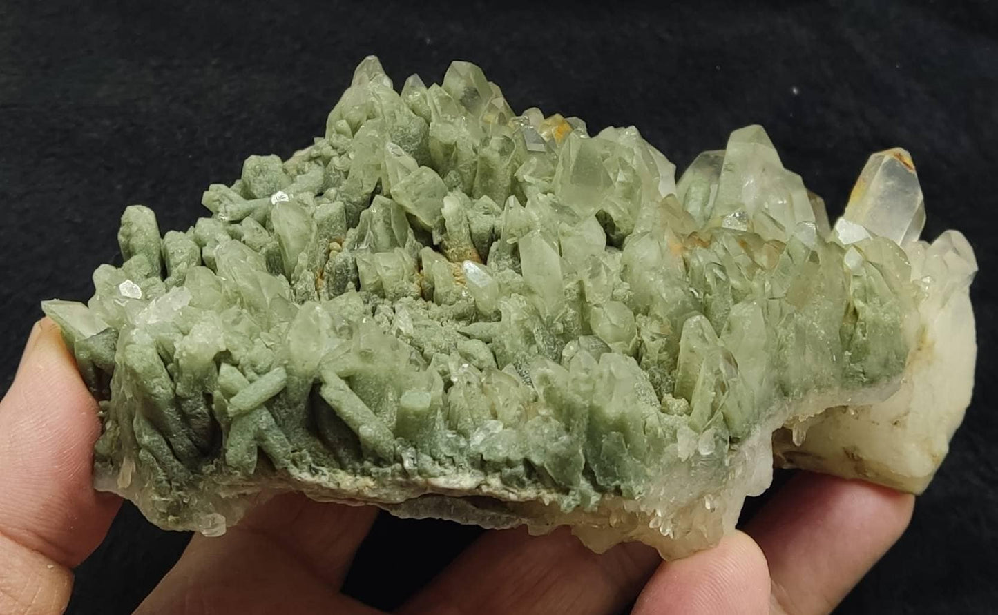 An Aesthetic Natural crystals cluster of beautifully terminated Chlorite Quartz 573 grams