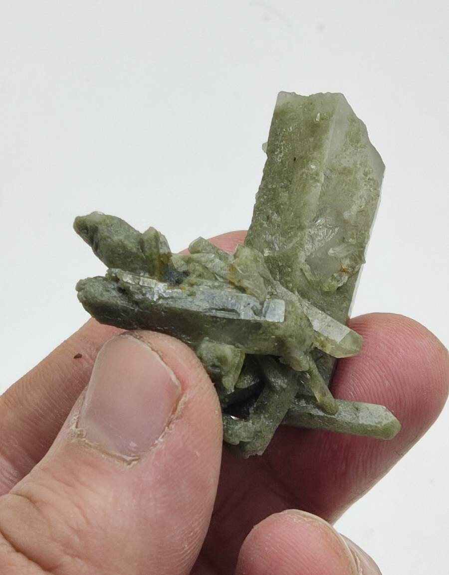 An Aesthetic small Natural crystals cluster of beautifully terminated Chlorite Quartz 25 grams