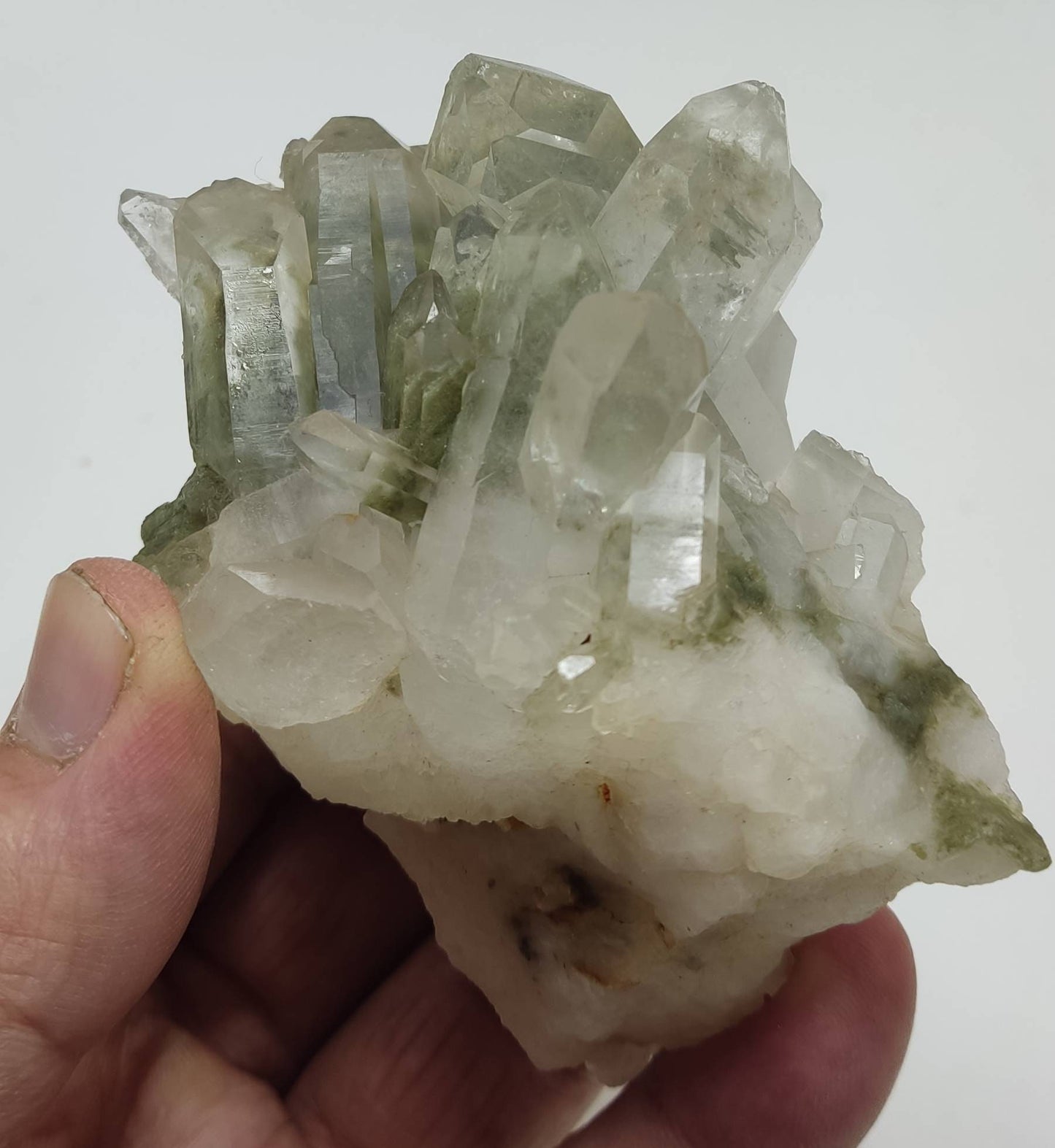 An Aesthetic Natural crystals cluster of beautifully terminated Chlorite Quartz 309 grams