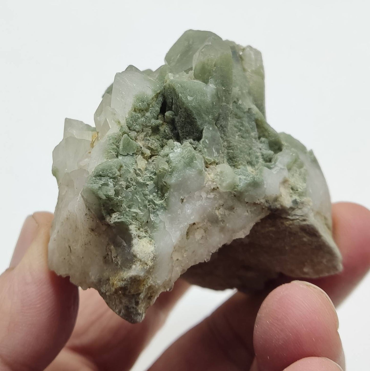 An Aesthetic small Natural crystals cluster of beautifully terminated Chlorite Quartz 163 grams