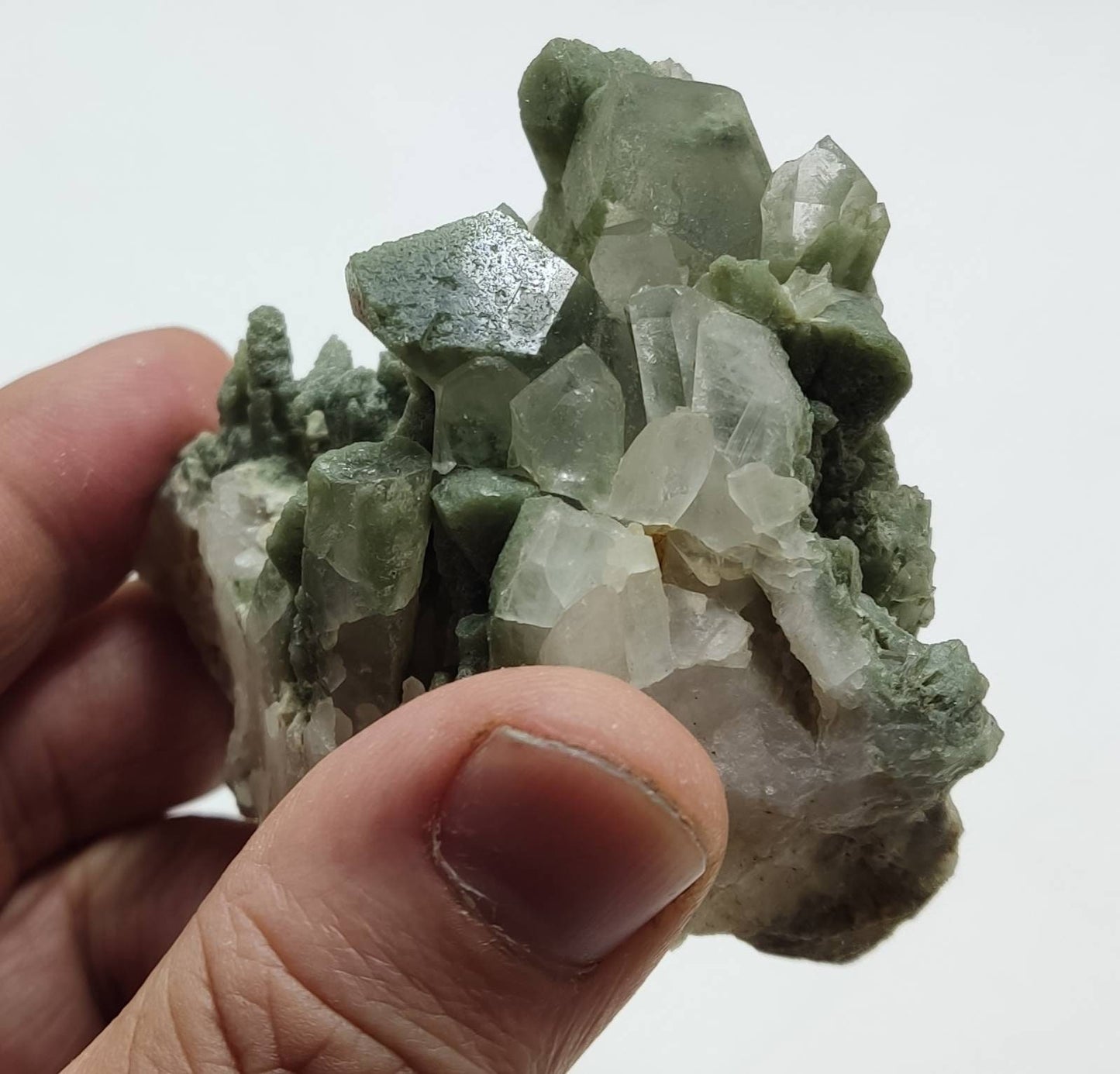 An Aesthetic small Natural crystals cluster of beautifully terminated Chlorite Quartz 163 grams