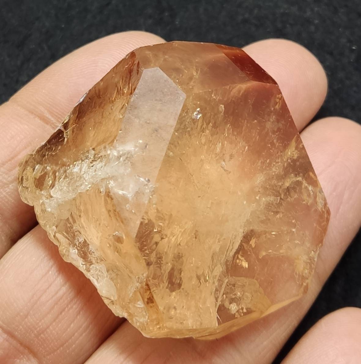 Terminated peach color Topaz crystal 84 grams