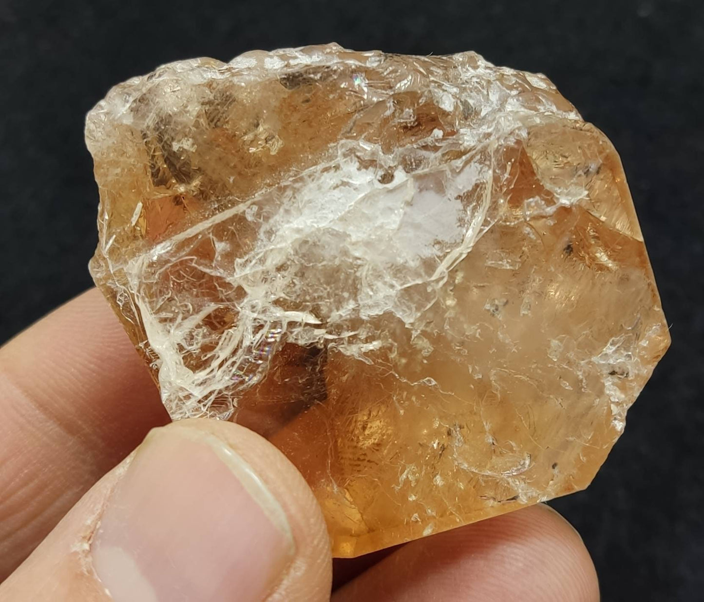 Terminated peach color Topaz crystal 84 grams