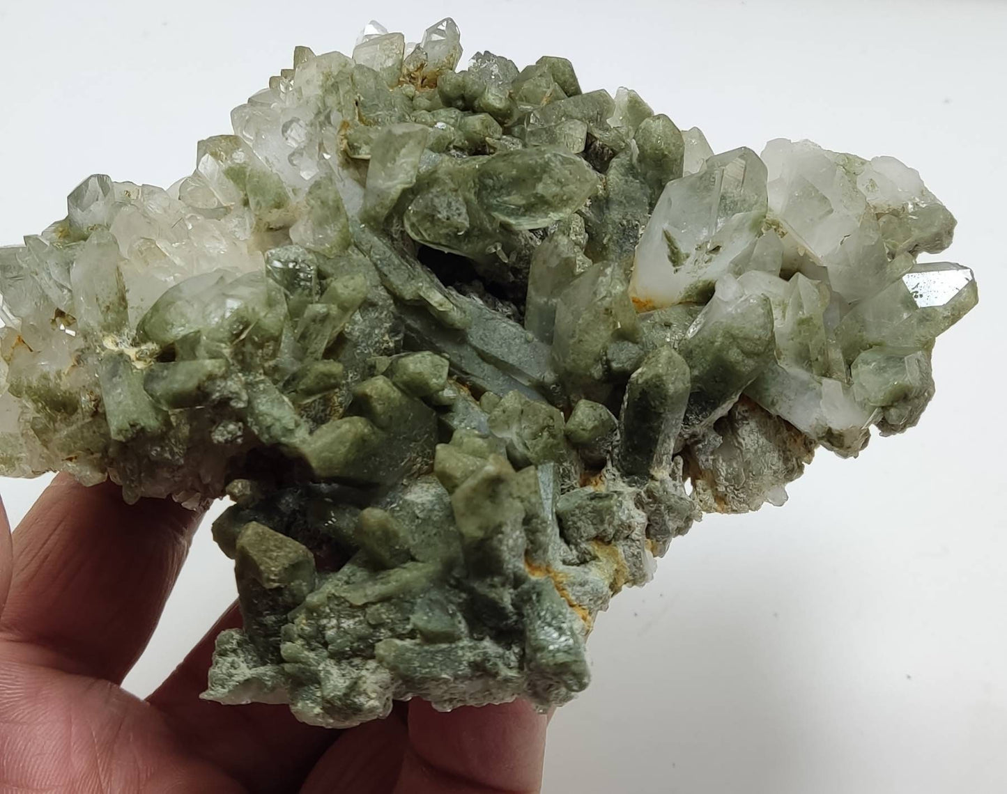 Natural Chlorite Quartz crystals cluster 518 grams