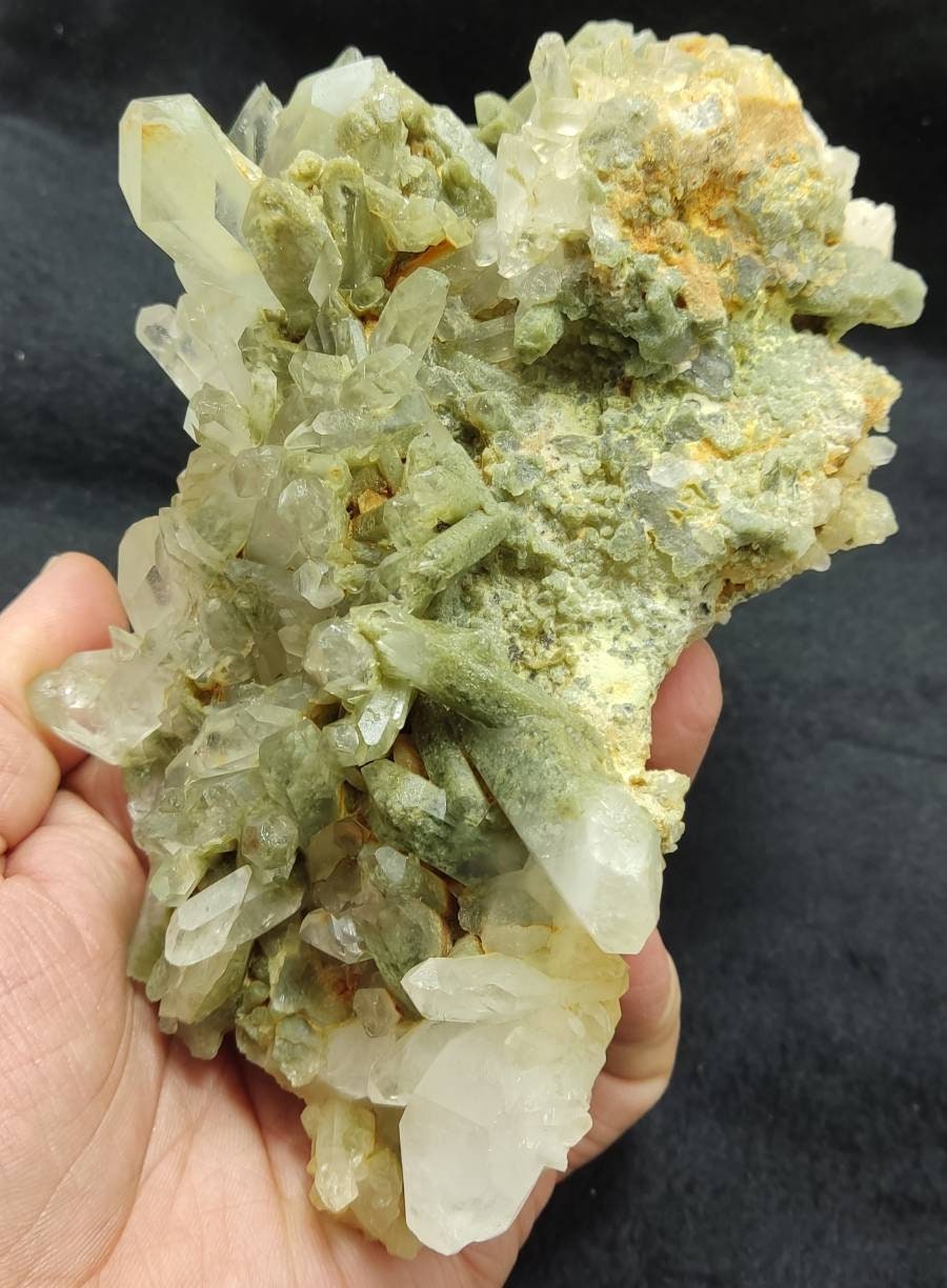 Natural terminated Chlorite Quartz crystals cluster 839 grams