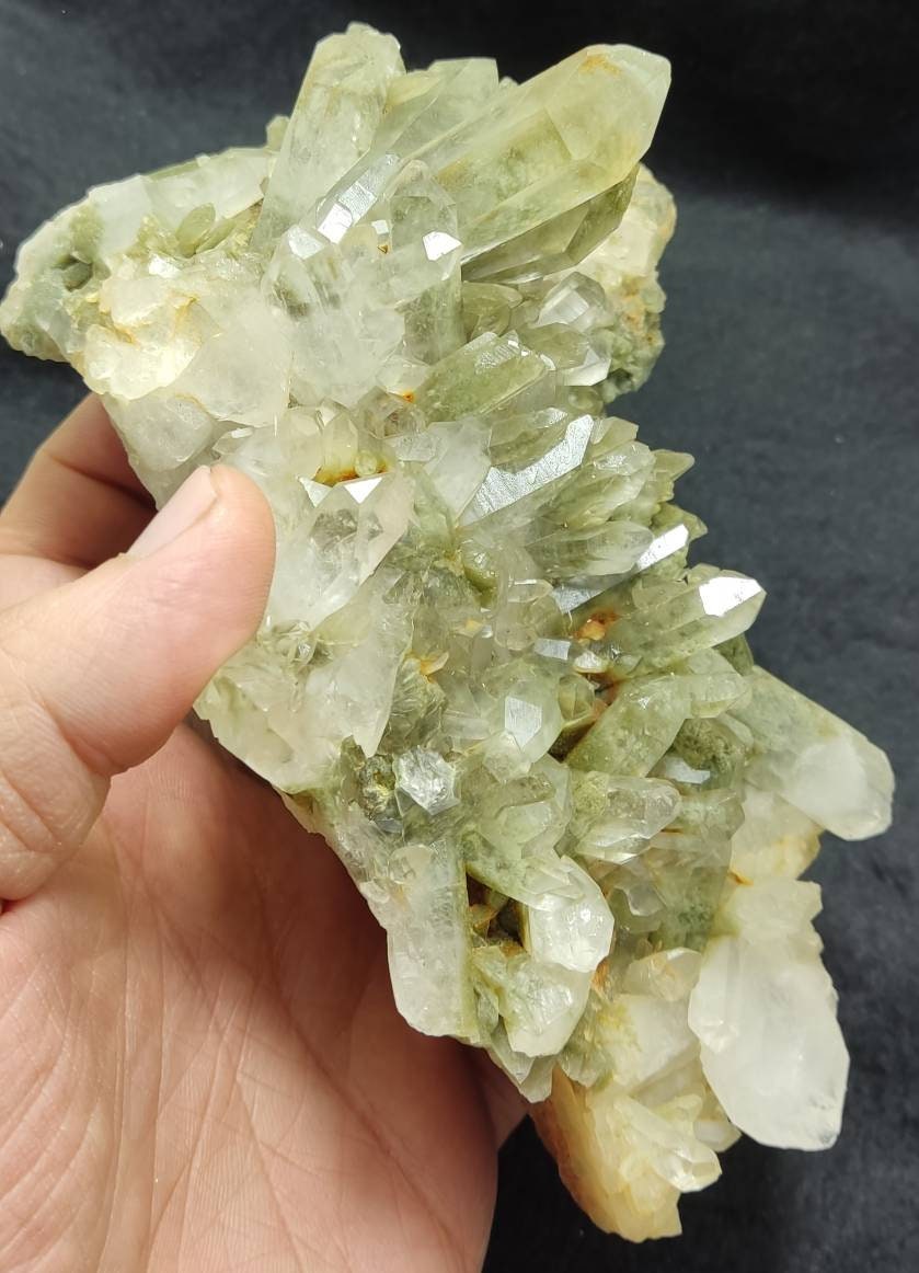 Natural terminated Chlorite Quartz crystals cluster 839 grams