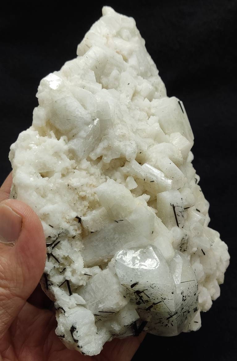 Afghanistan Aquamarine crystal specimen on matrix with feldspar and tourmalines 812 grams
