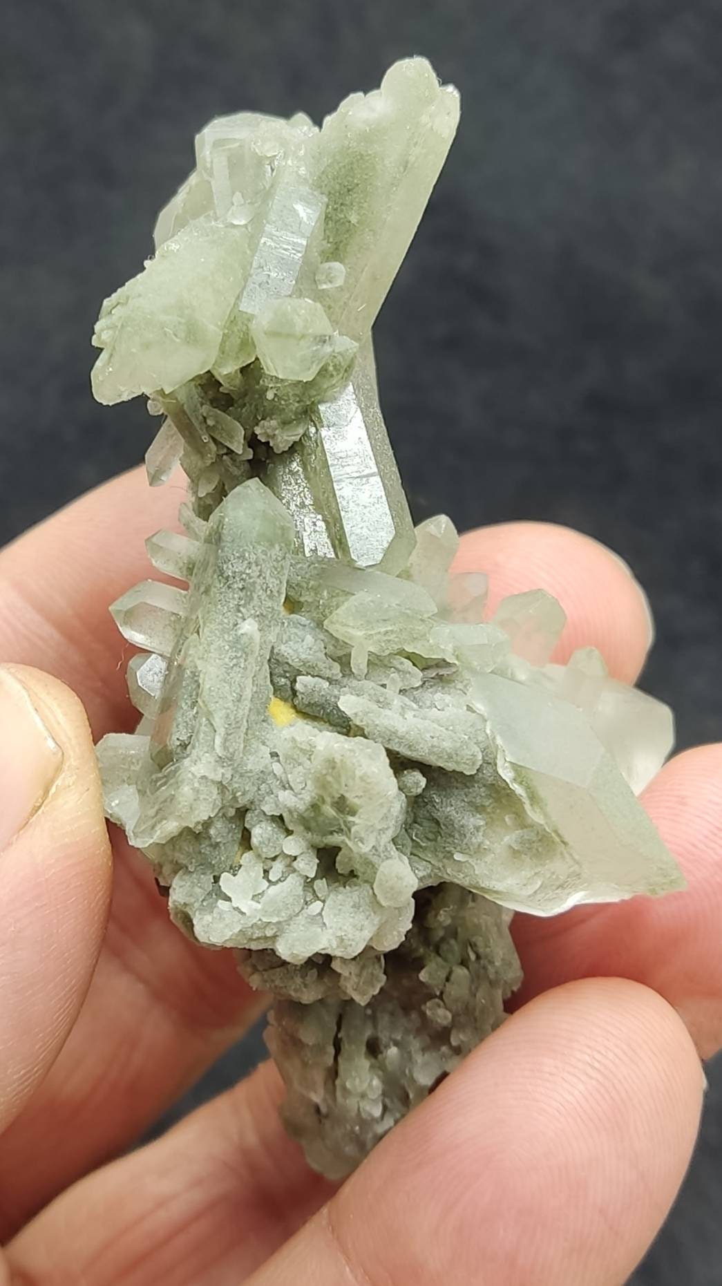 Natural terminated Chlorite Quartz crystals cluster 55 grams