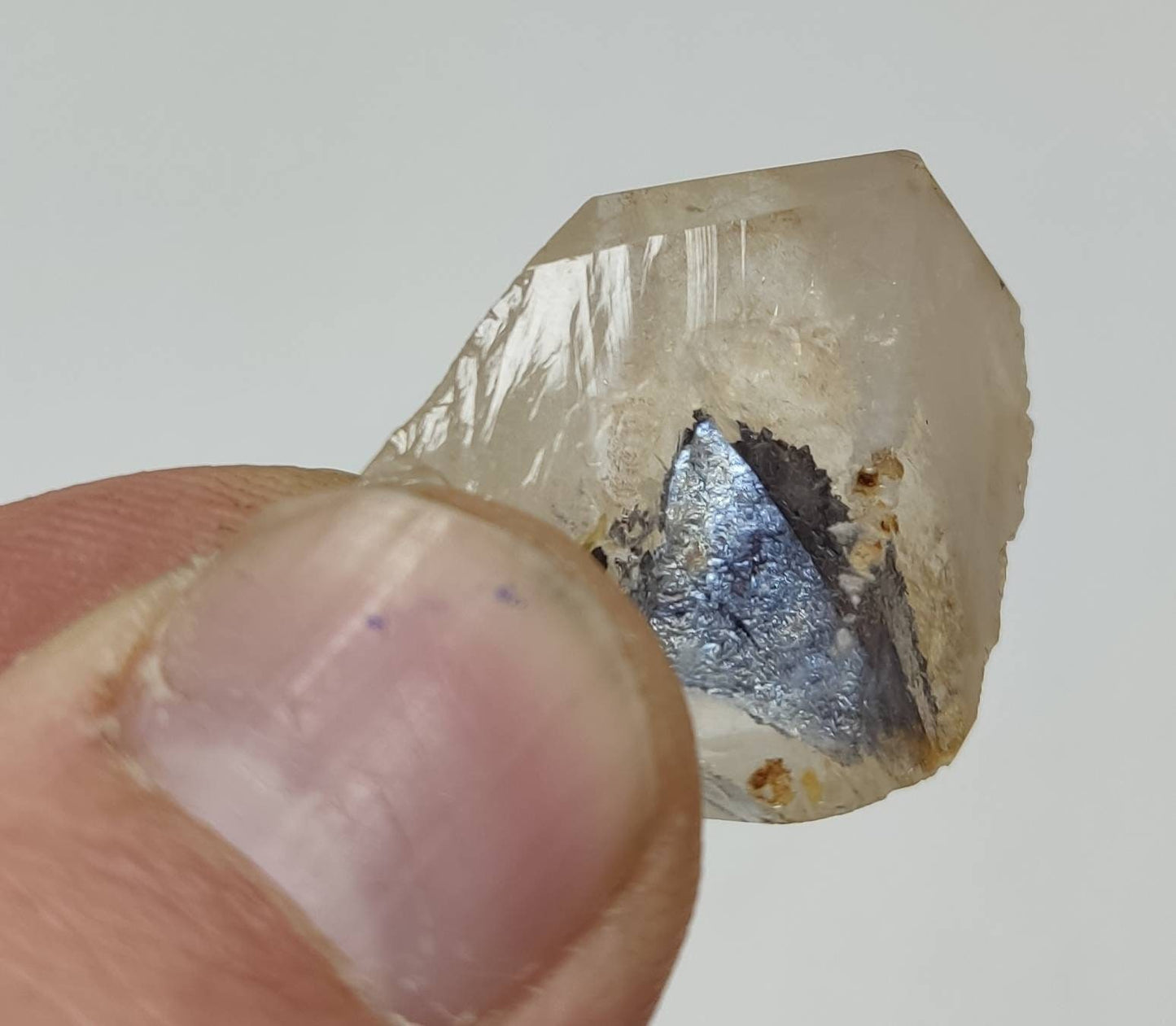 Quartz Crystal with hematite crystal inside 9 grams