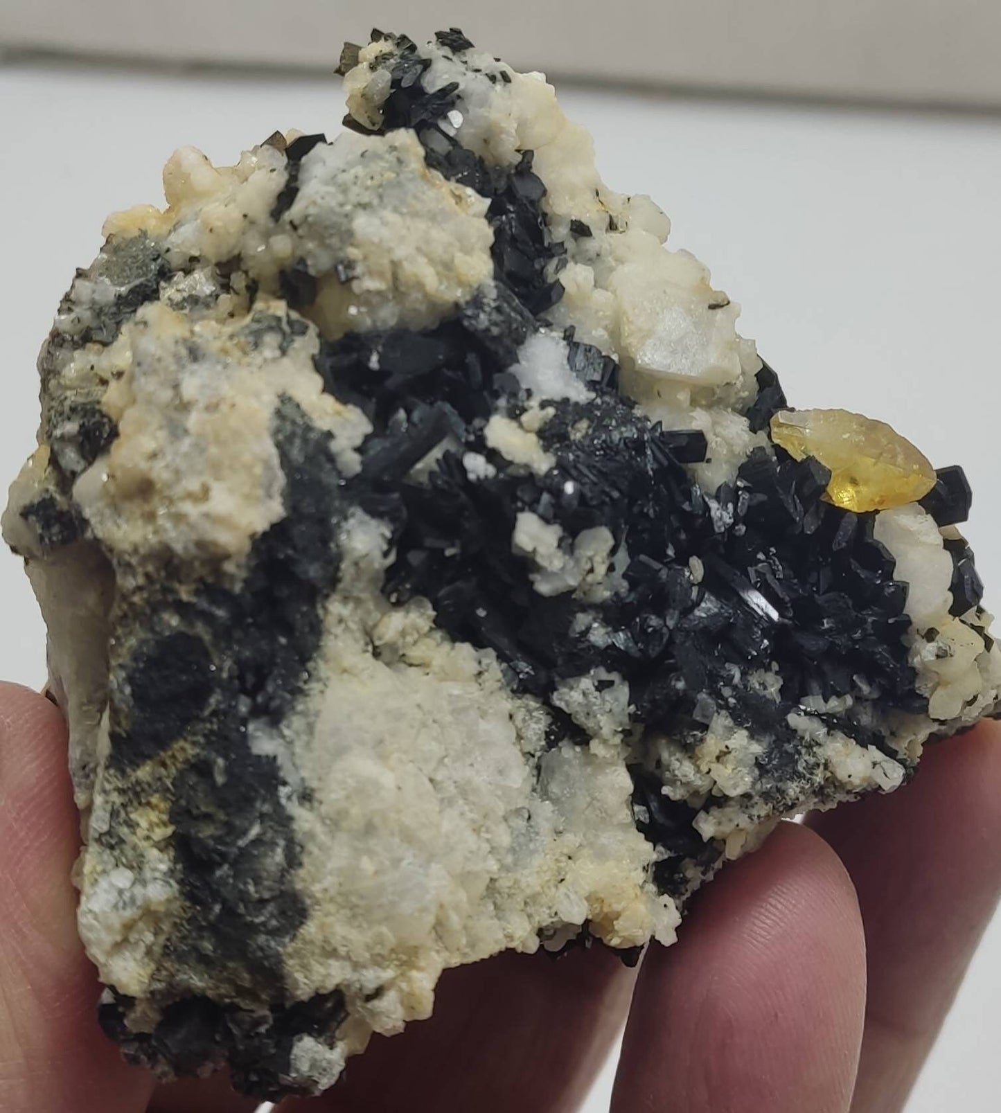 An amazing specimen of titanite sphene with actinolite or aegirine on matrix 245 g