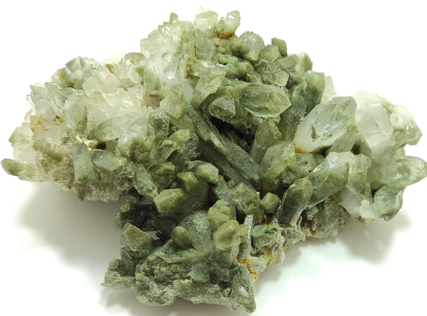 Natural Chlorite Quartz crystals cluster 518 grams