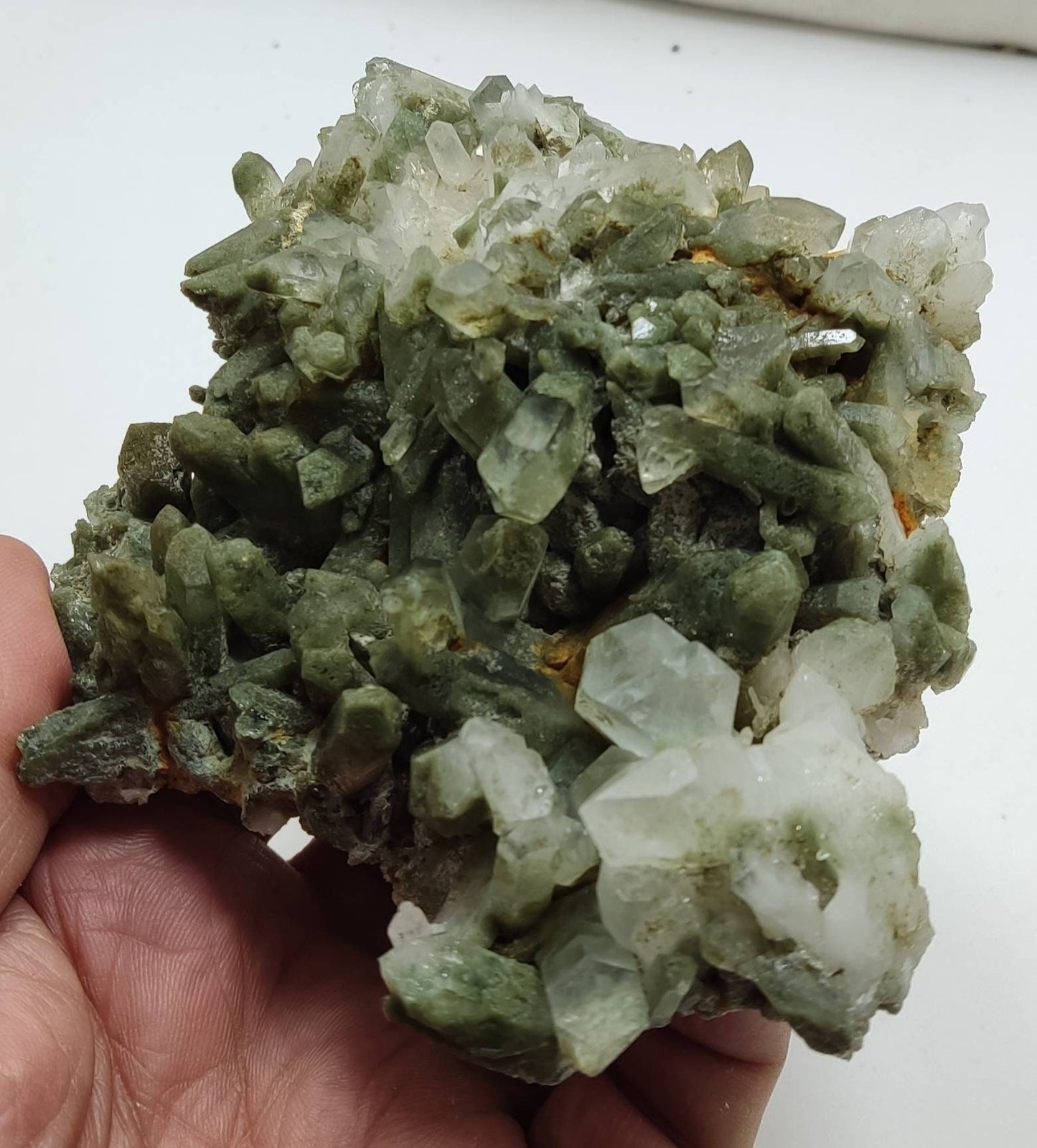 Natural Chlorite Quartz crystals cluster 518 grams