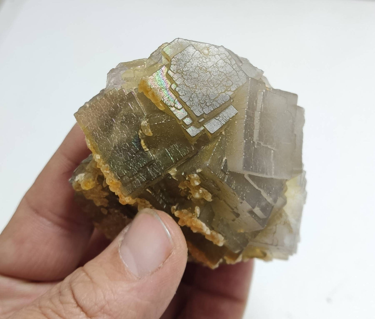 An aesthetic combo specimen of Fluorite and Calcite 236 grams