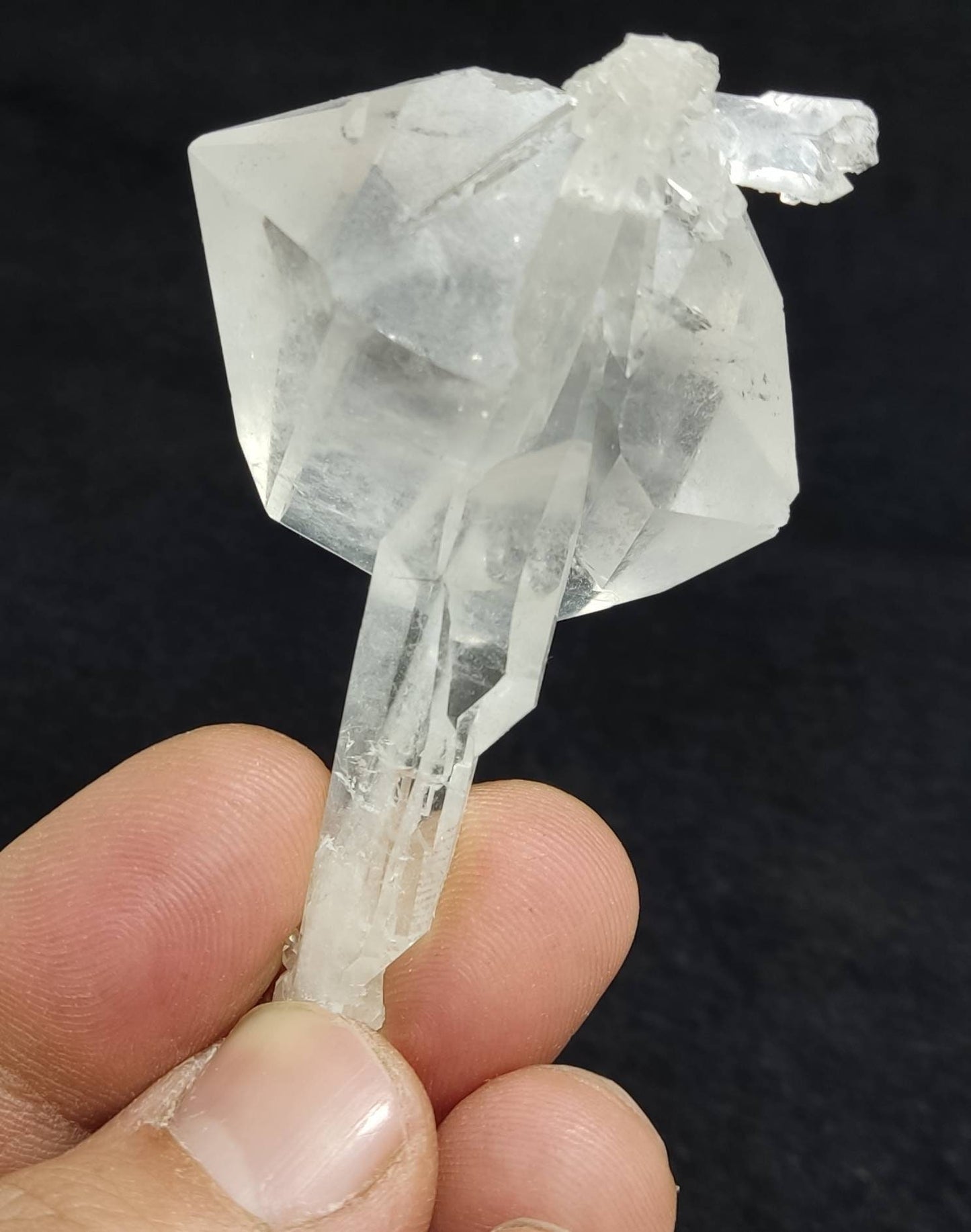 Clear faden quartz crystal with scepter formations 48 grams