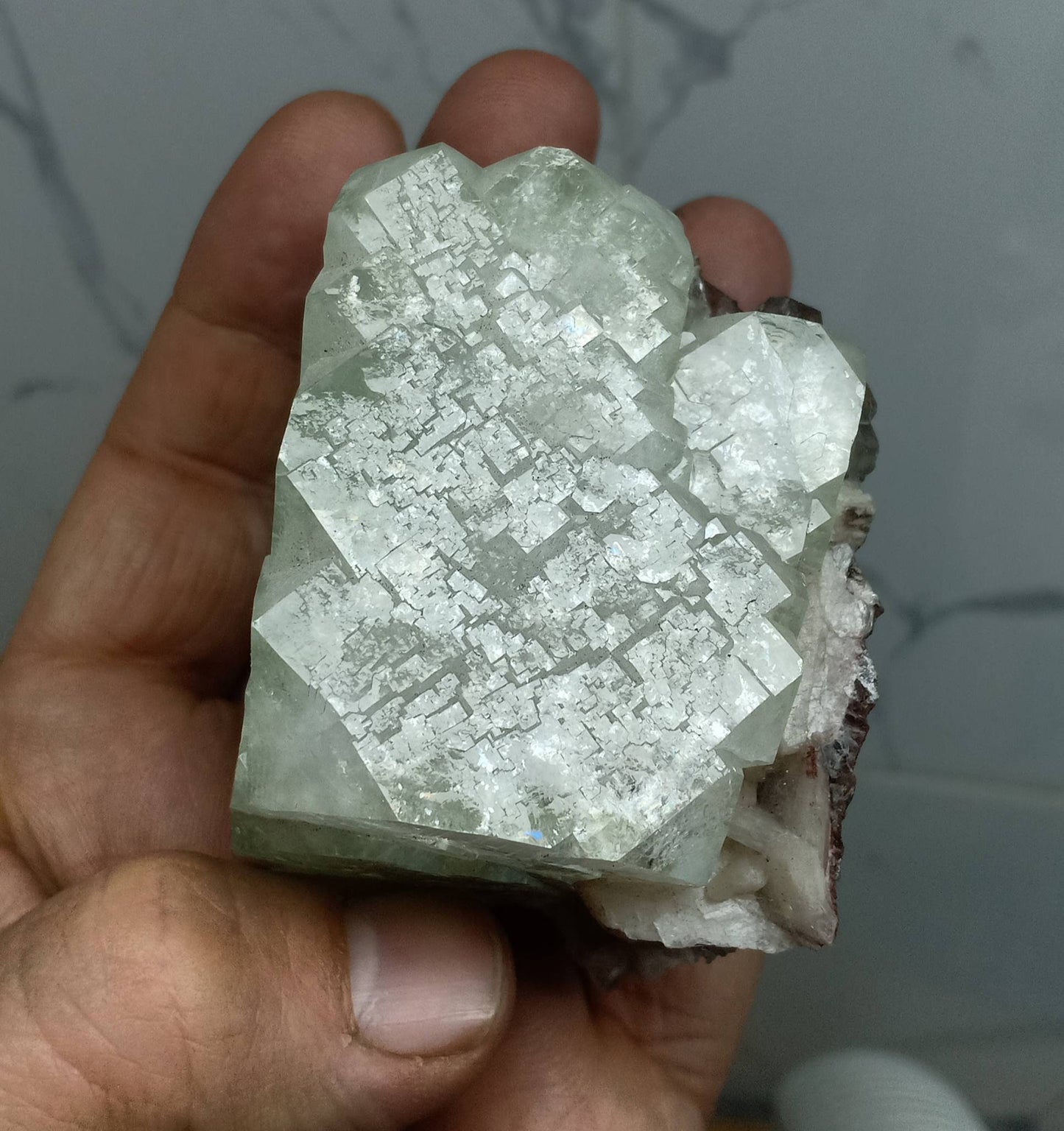 An aesthetic specimen of apophyllite with associated stilbite 297 grams