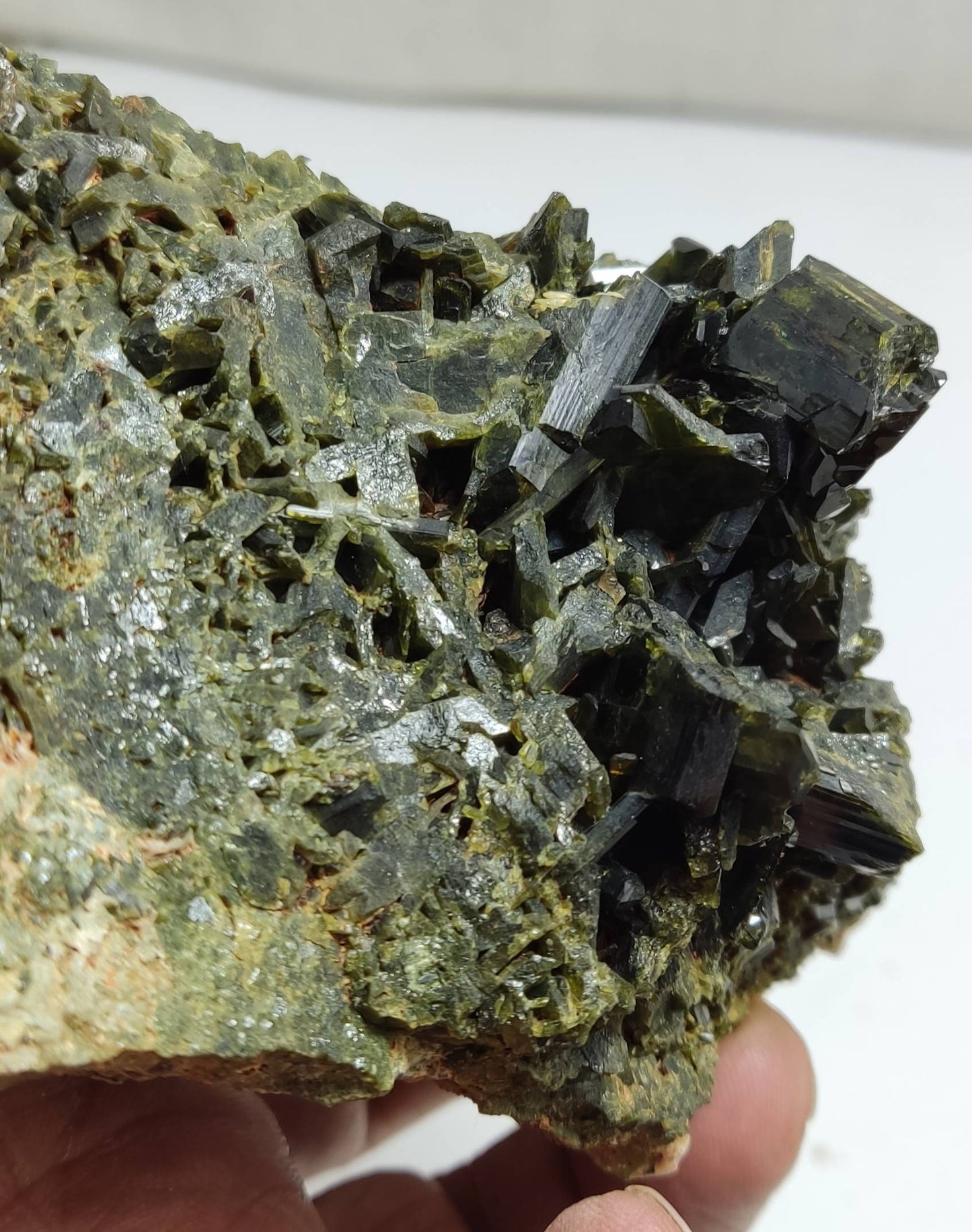An amazing specimen of epidote crystals cluster 487 grams