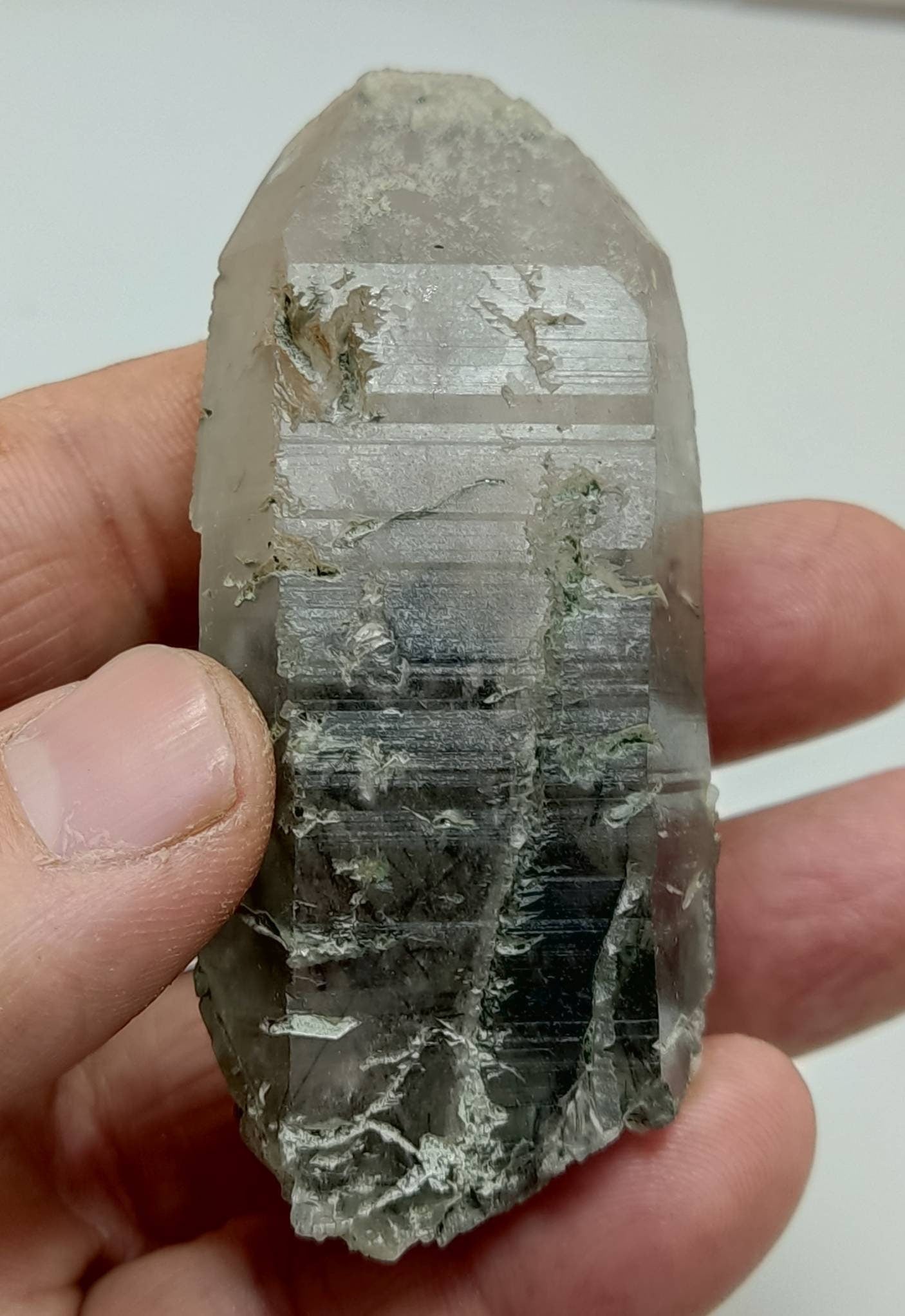 An Aesthetic Natural crystal of beautifully terminated Chlorite Quartz 105 grams