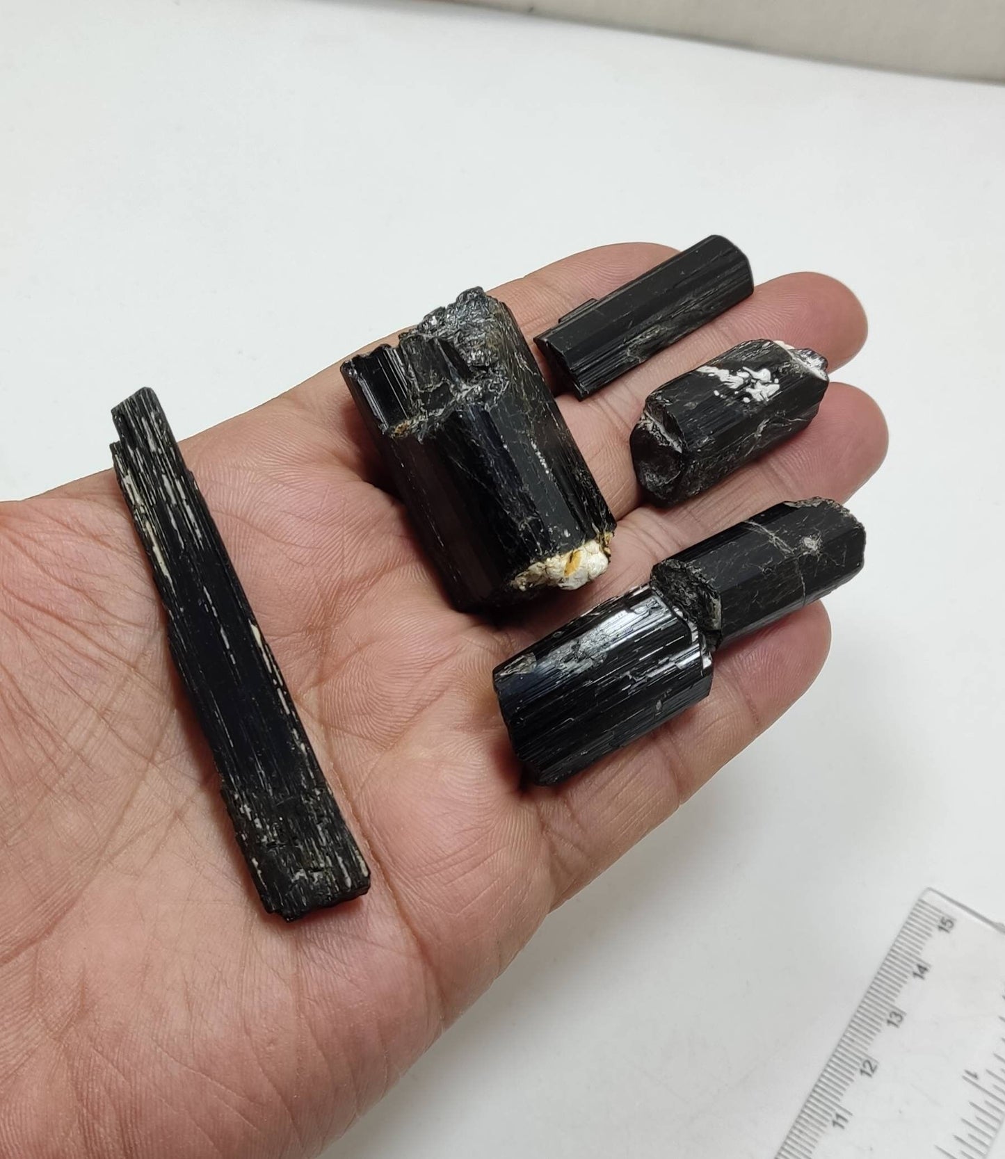 An Aesthetic Natural black Tourmaline crystals lot 111 grams