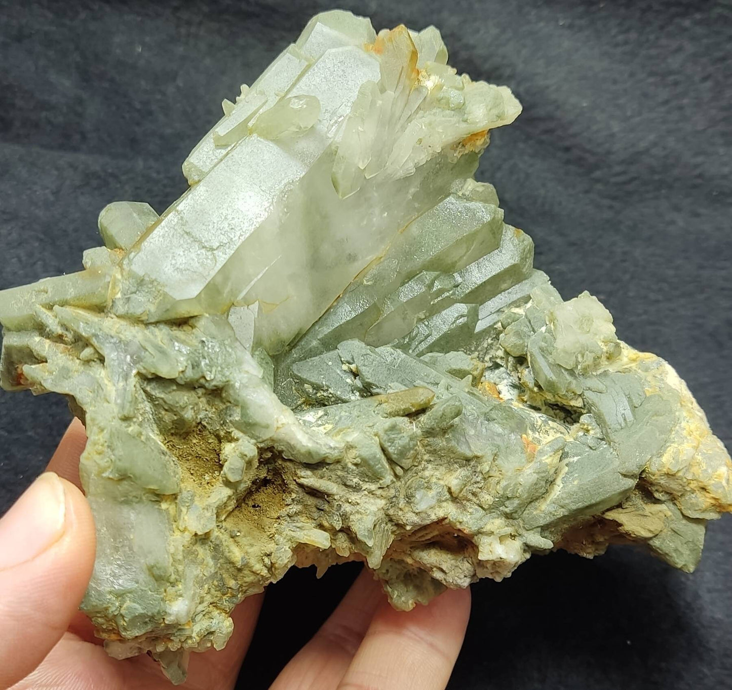 Chlorite Quartz crystals cluster 598 grams