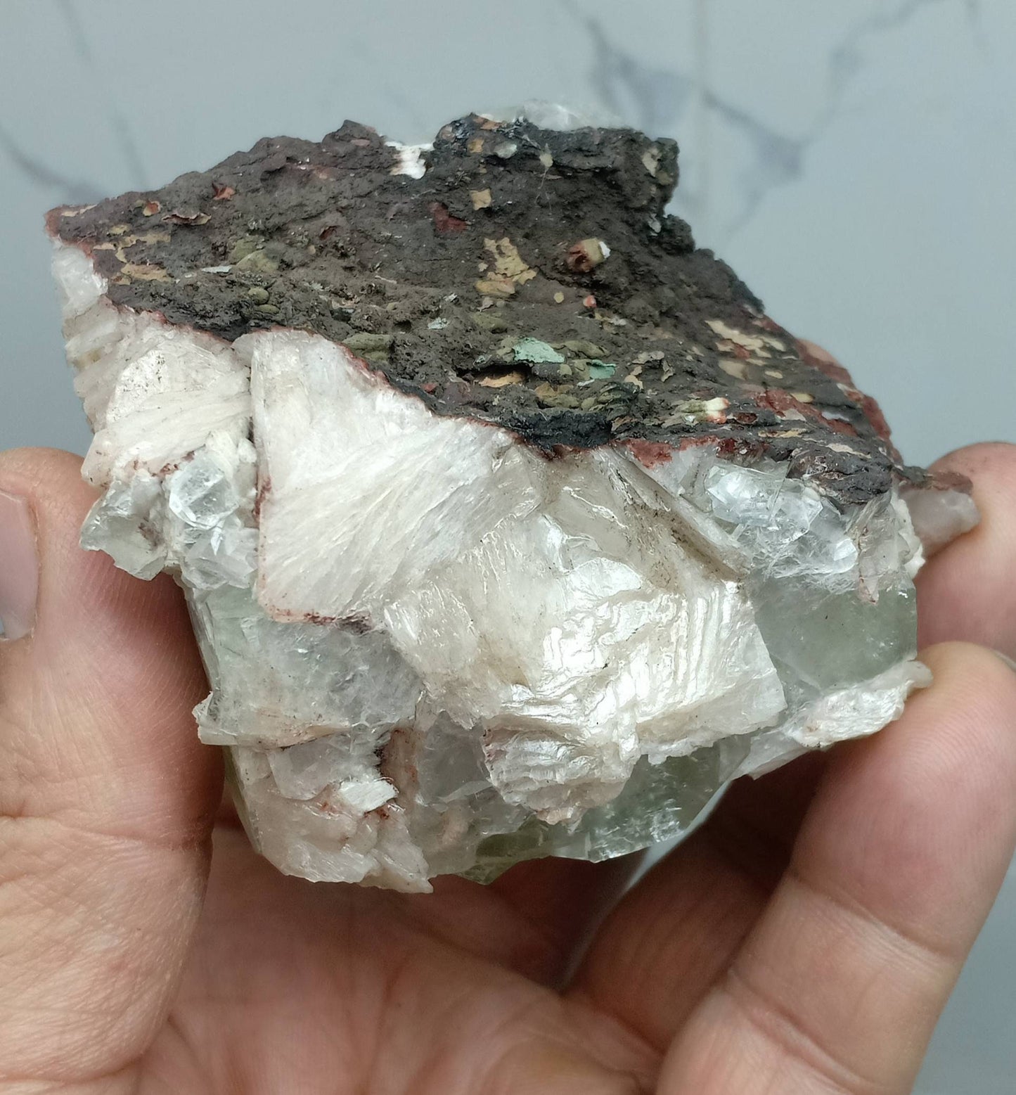 An aesthetic specimen of apophyllite with associated stilbite 297 grams