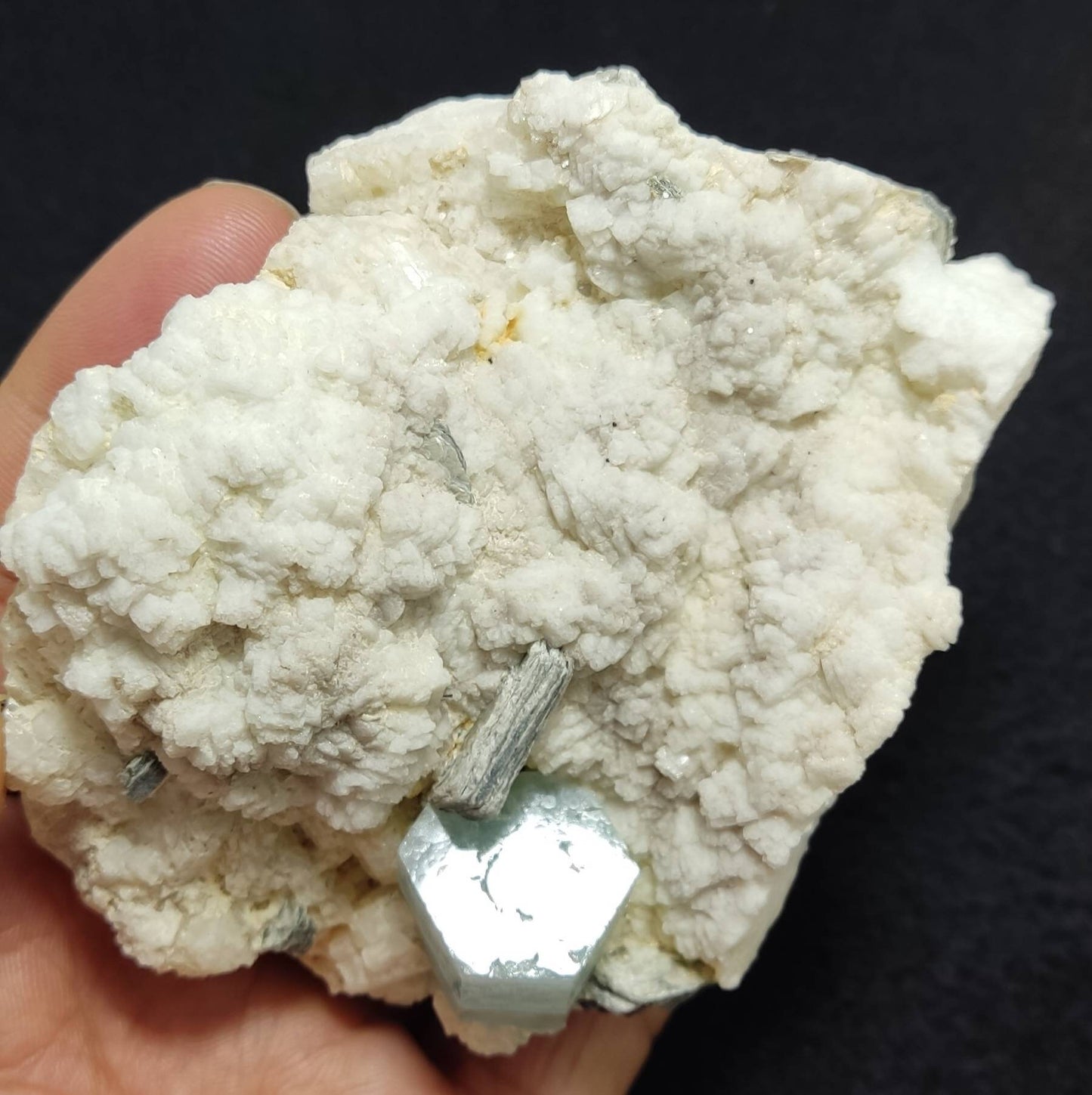 Afghanistan Aquamarine Crystal on matrix with albite 500 grams