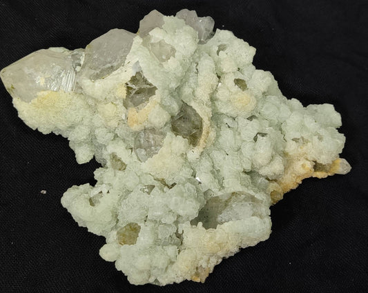 An aesthetic Specimen of prehnite with quartz crystals 518 grams