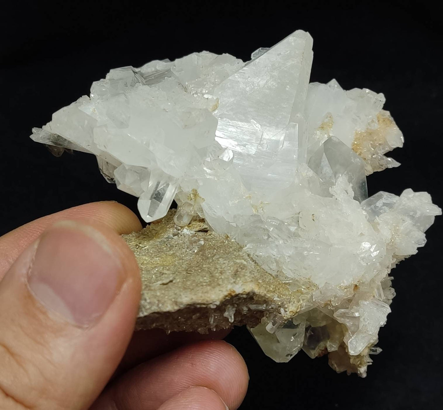 An amazing specimen of Terminated clear Quartz Crystals matrix 216 grams