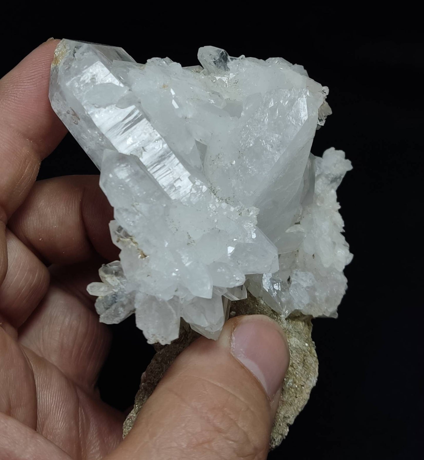 An amazing specimen of Terminated clear Quartz Crystals matrix 216 grams