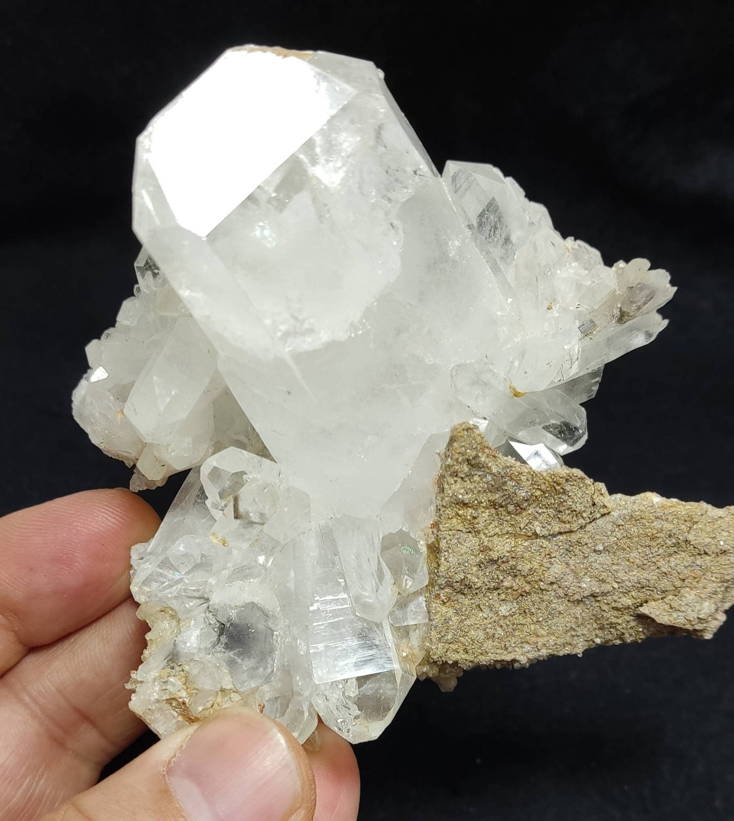 An amazing specimen of Terminated clear Quartz Crystals matrix 216 grams