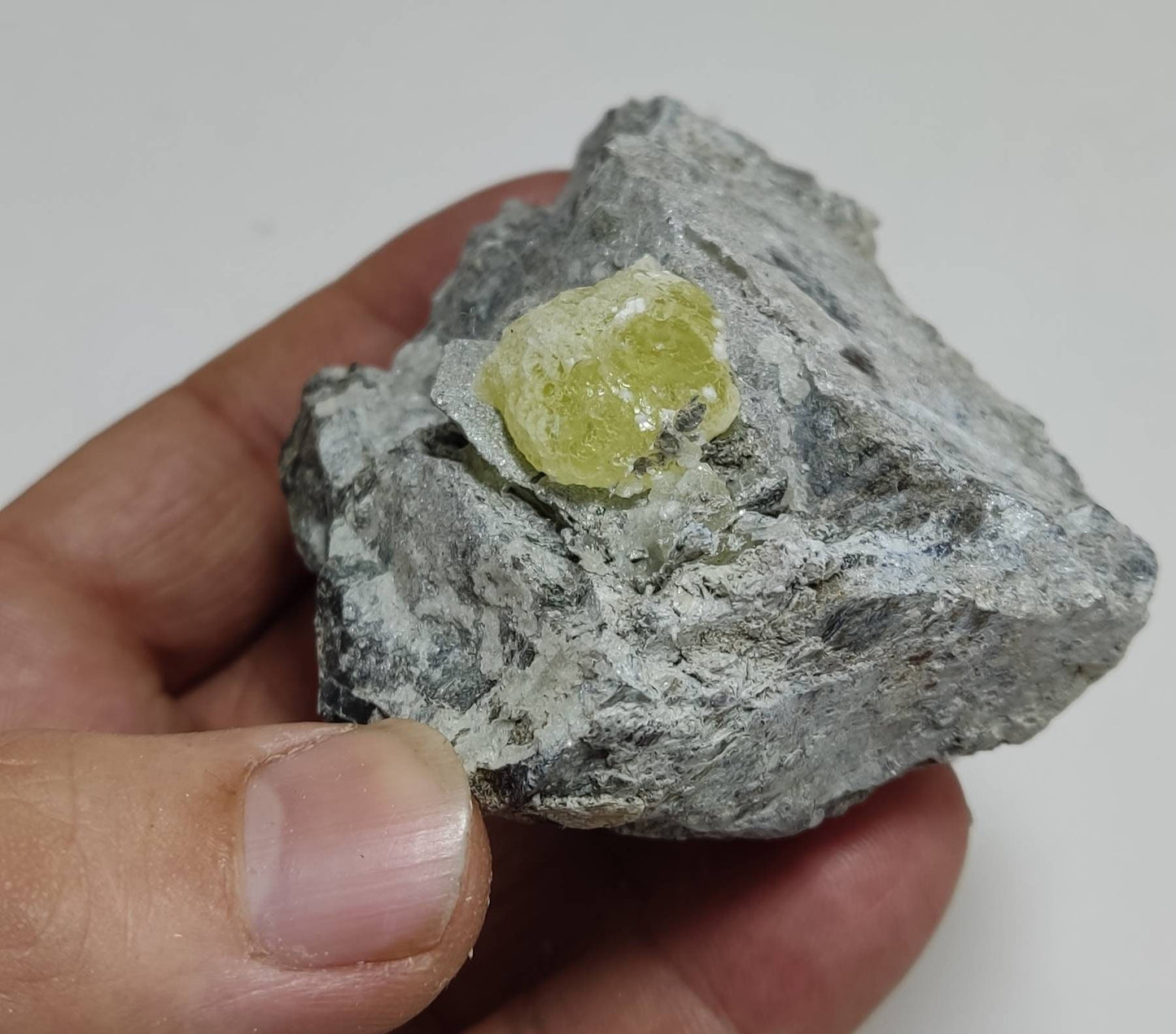 Natural yellow Brucite on matrix 194 grams