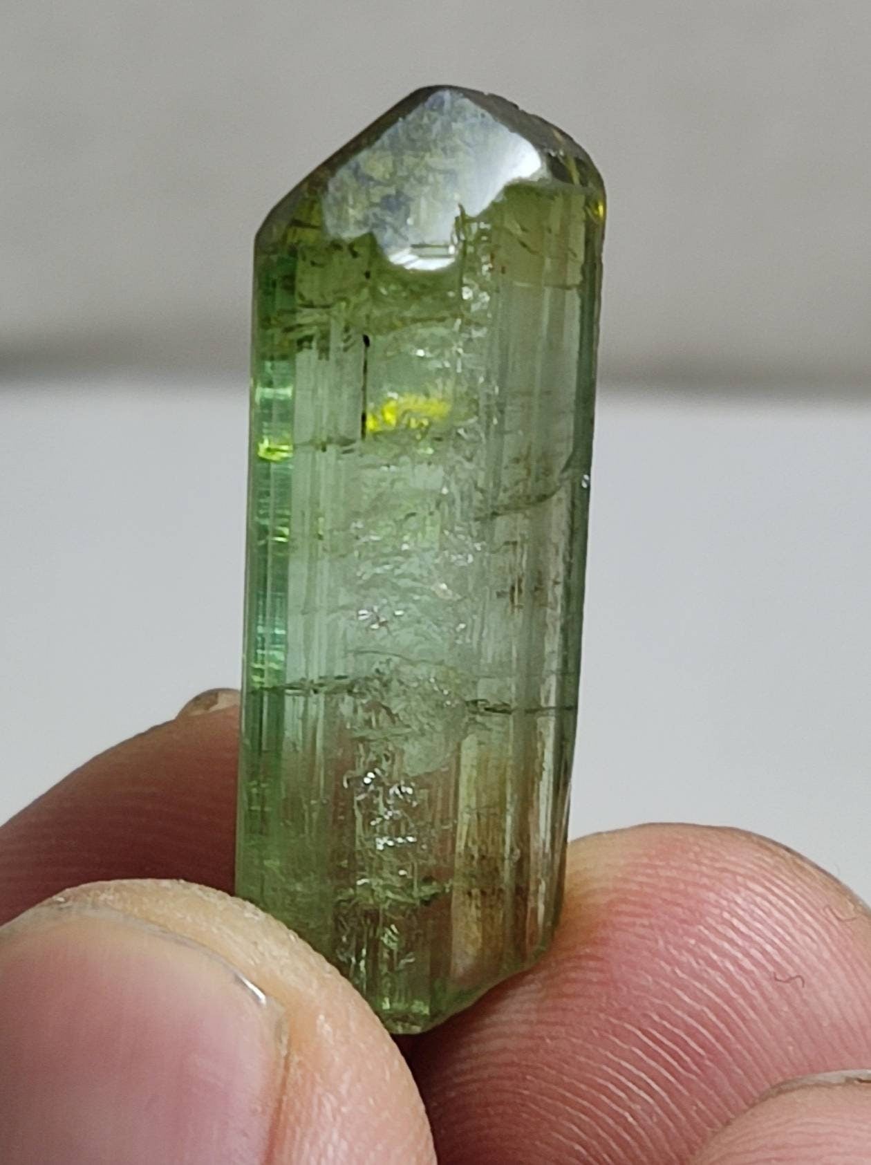 Single amazing green color terminated Tourmaline crystal 6 grams