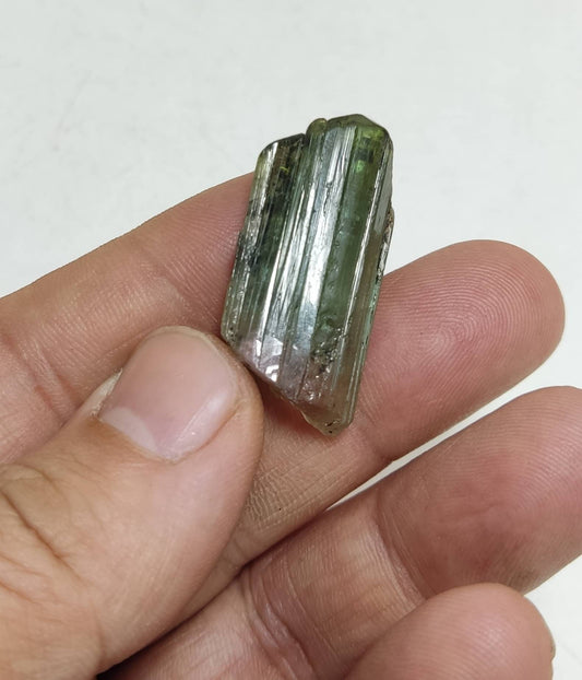 Single amazing Bicolor green pink color terminated Tourmaline crystal 9 grams
