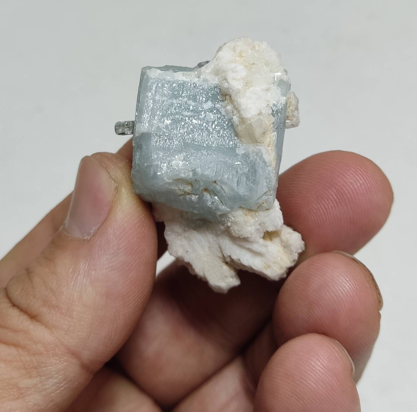 Single beautiful terminated Afghanistan Aquamarine Crystal with albite 25 grams