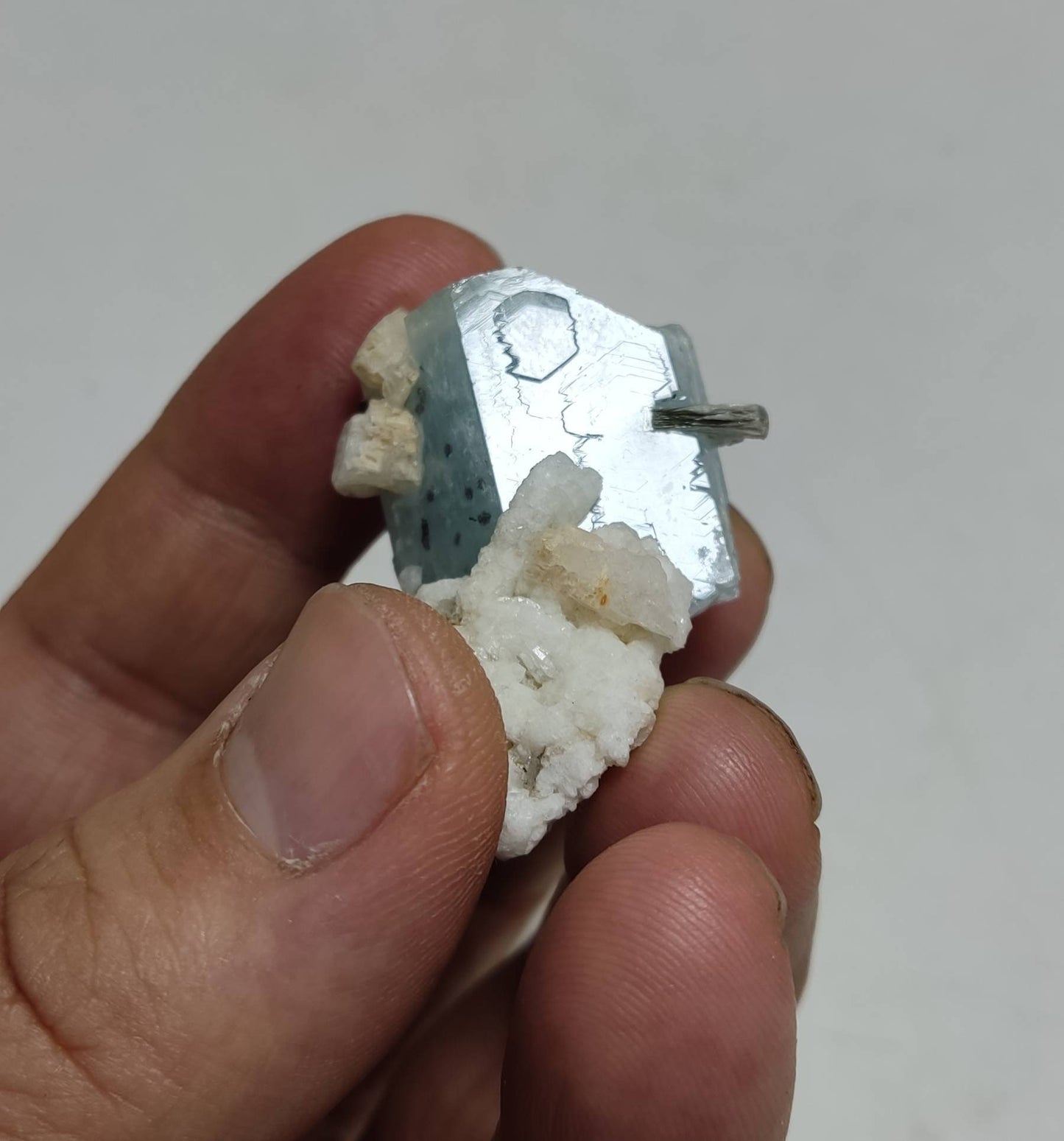 Single beautiful terminated Afghanistan Aquamarine Crystal with albite 25 grams