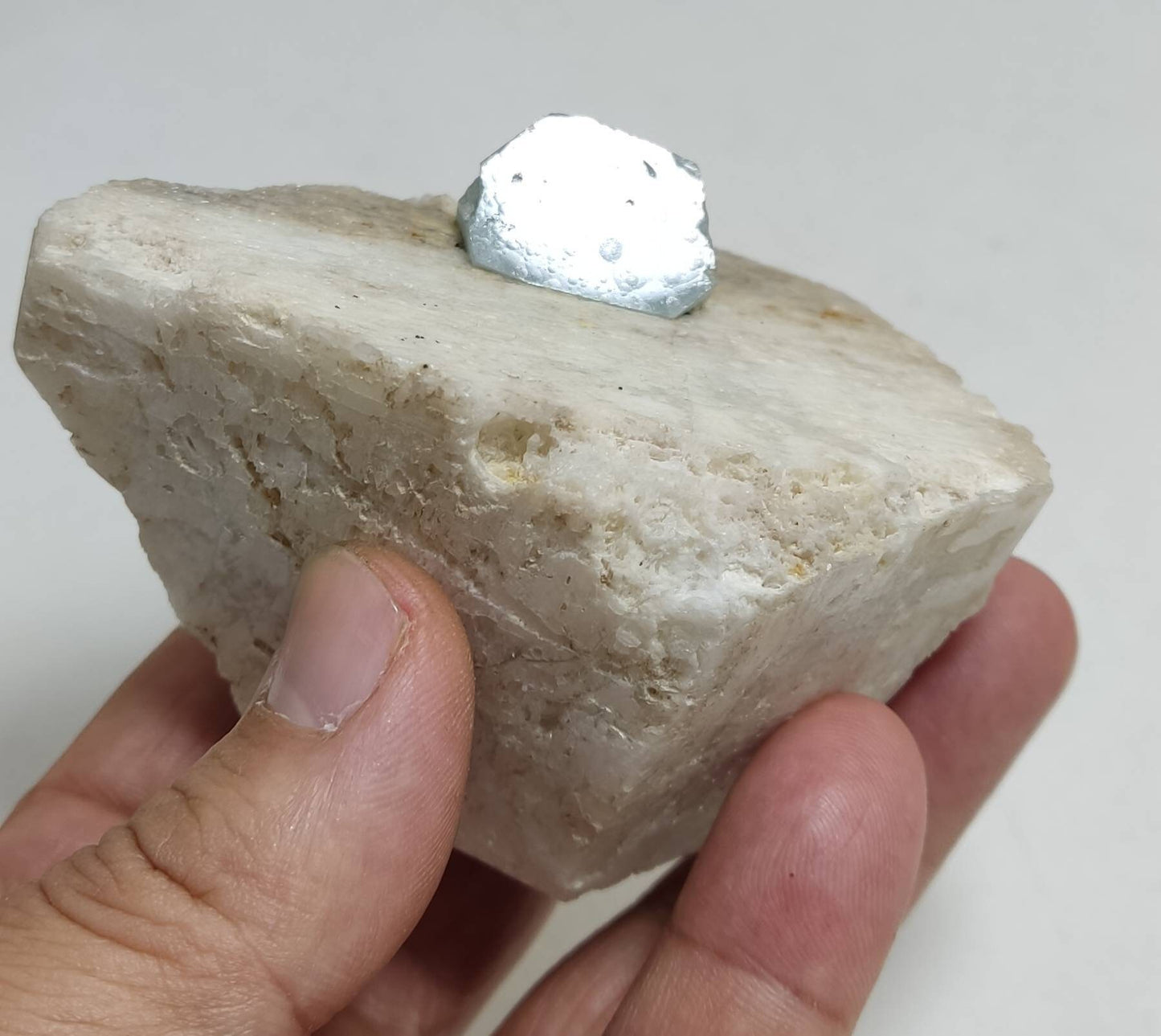 Afghanistan Aquamarine Crystal embedded in albite 285 grams