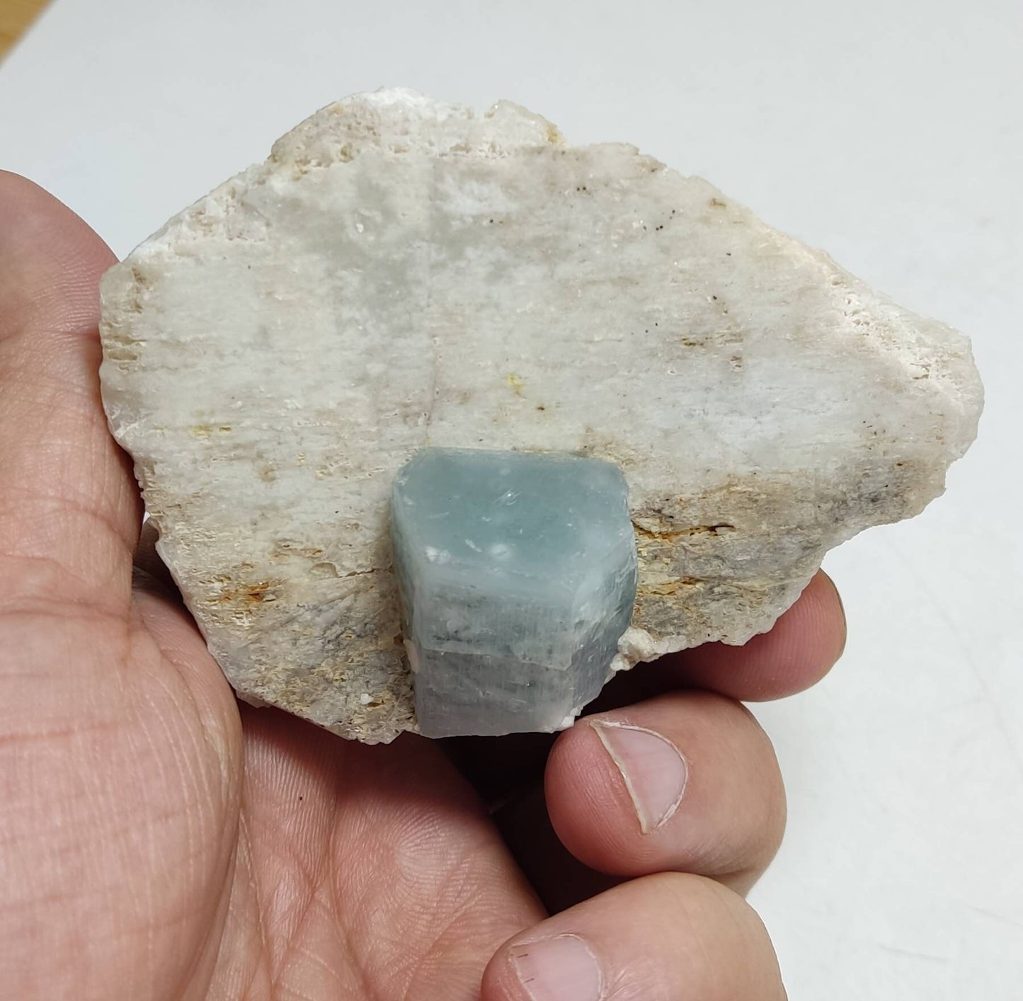 Afghanistan Aquamarine Crystal embedded in albite 285 grams