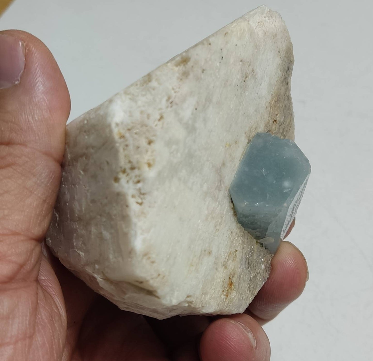 Afghanistan Aquamarine Crystal embedded in albite 285 grams