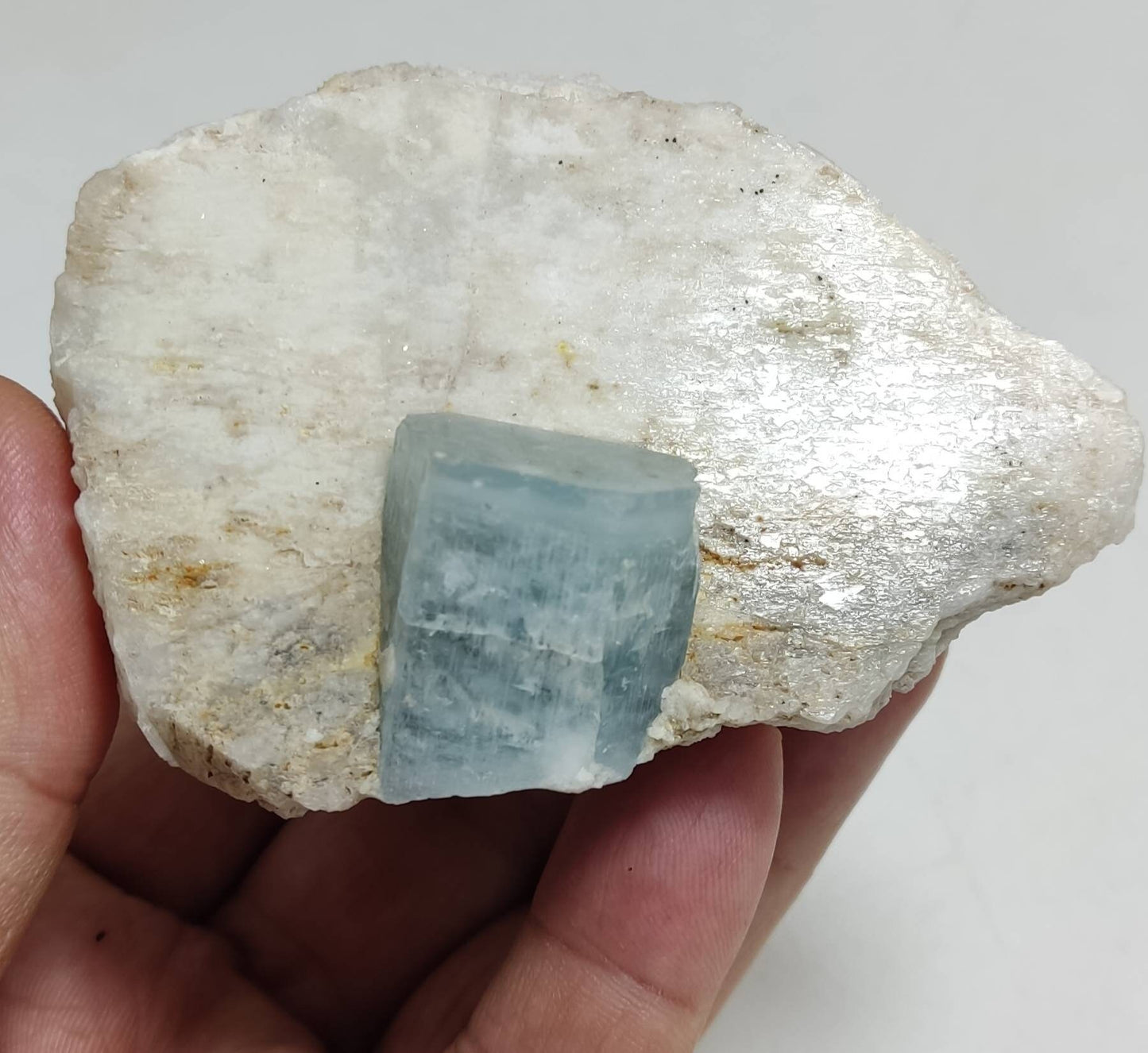 Afghanistan Aquamarine Crystal embedded in albite 285 grams