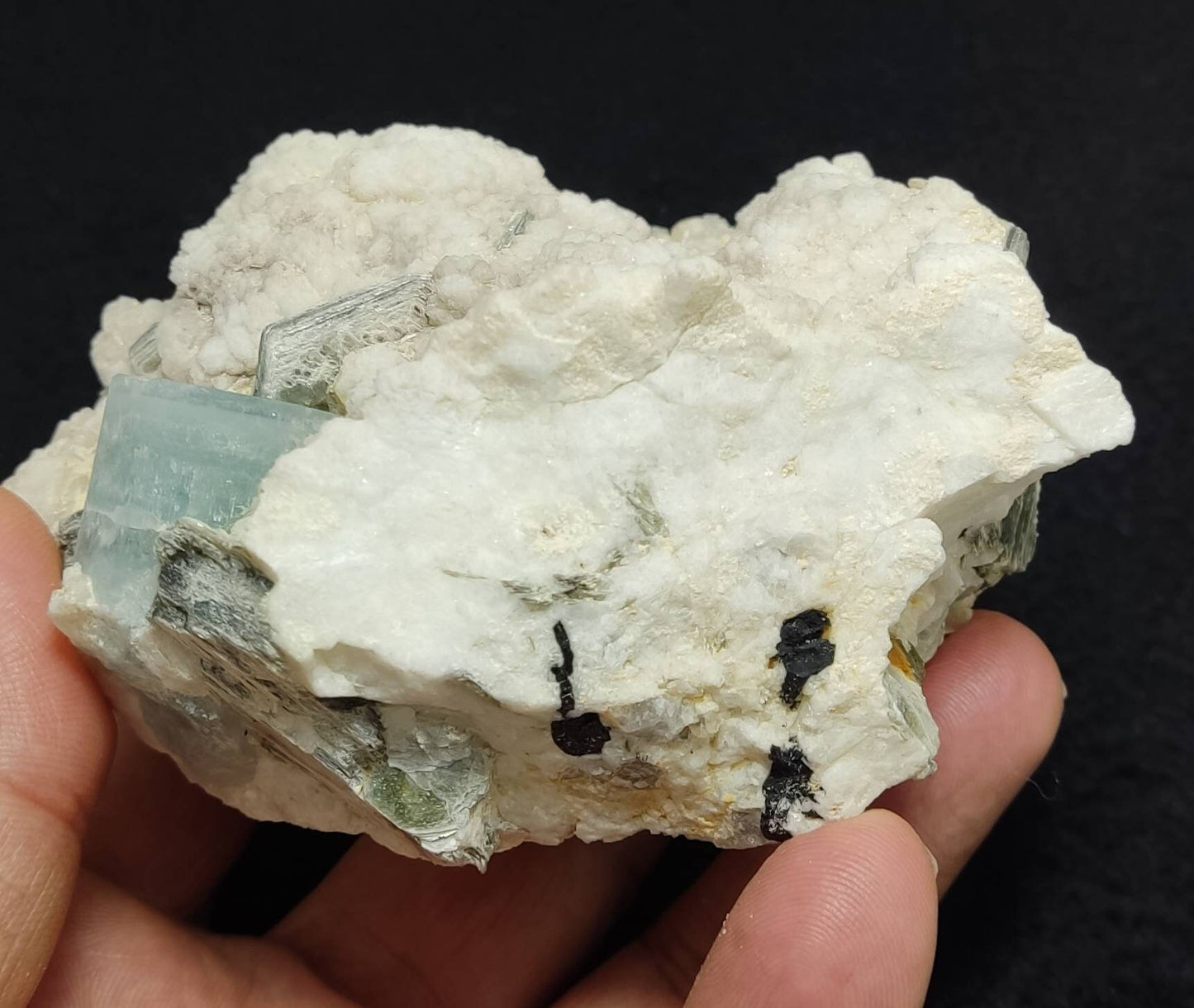 Afghanistan Aquamarine Crystal on matrix with albite 500 grams