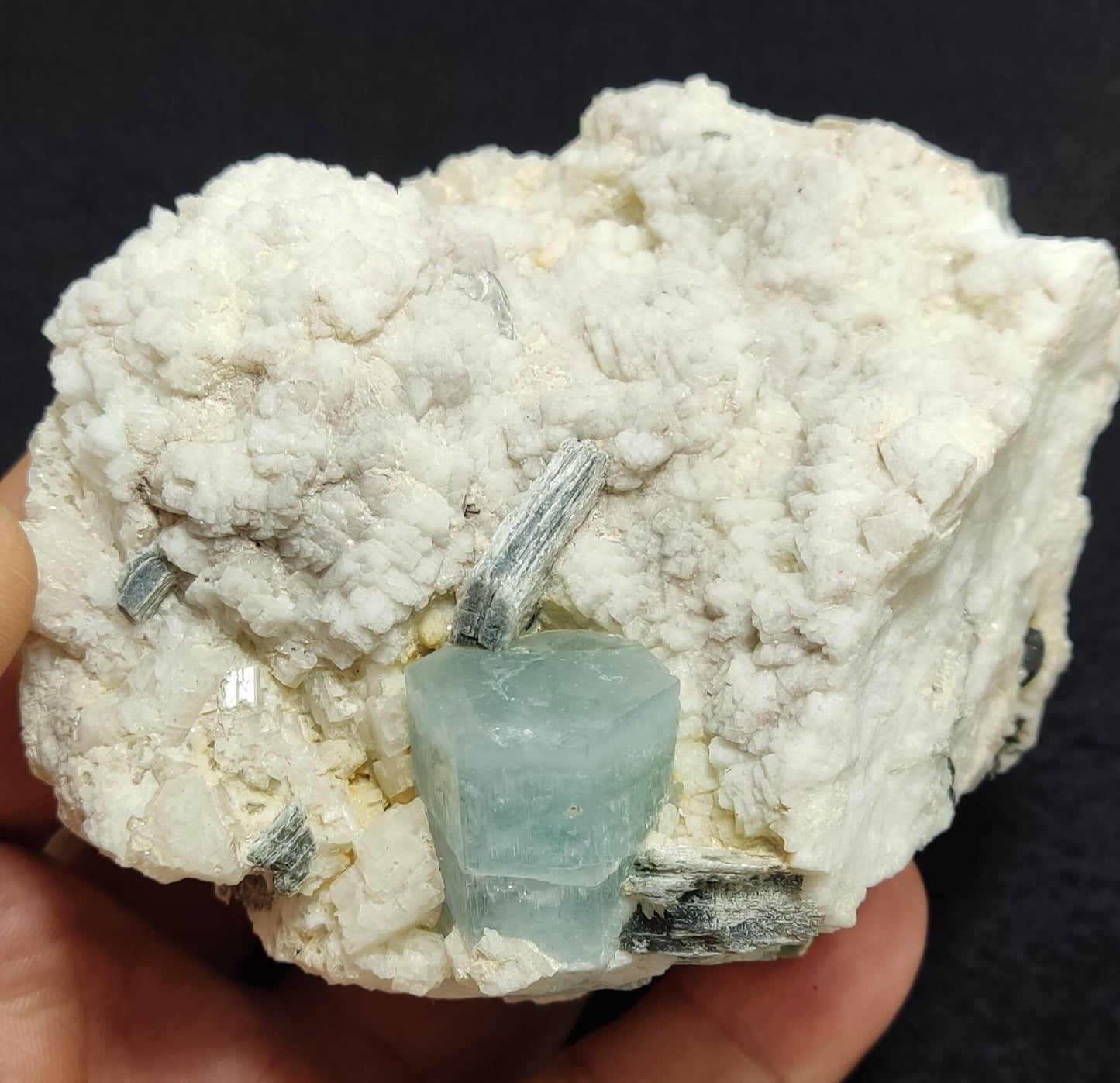 Afghanistan Aquamarine Crystal on matrix with albite 500 grams