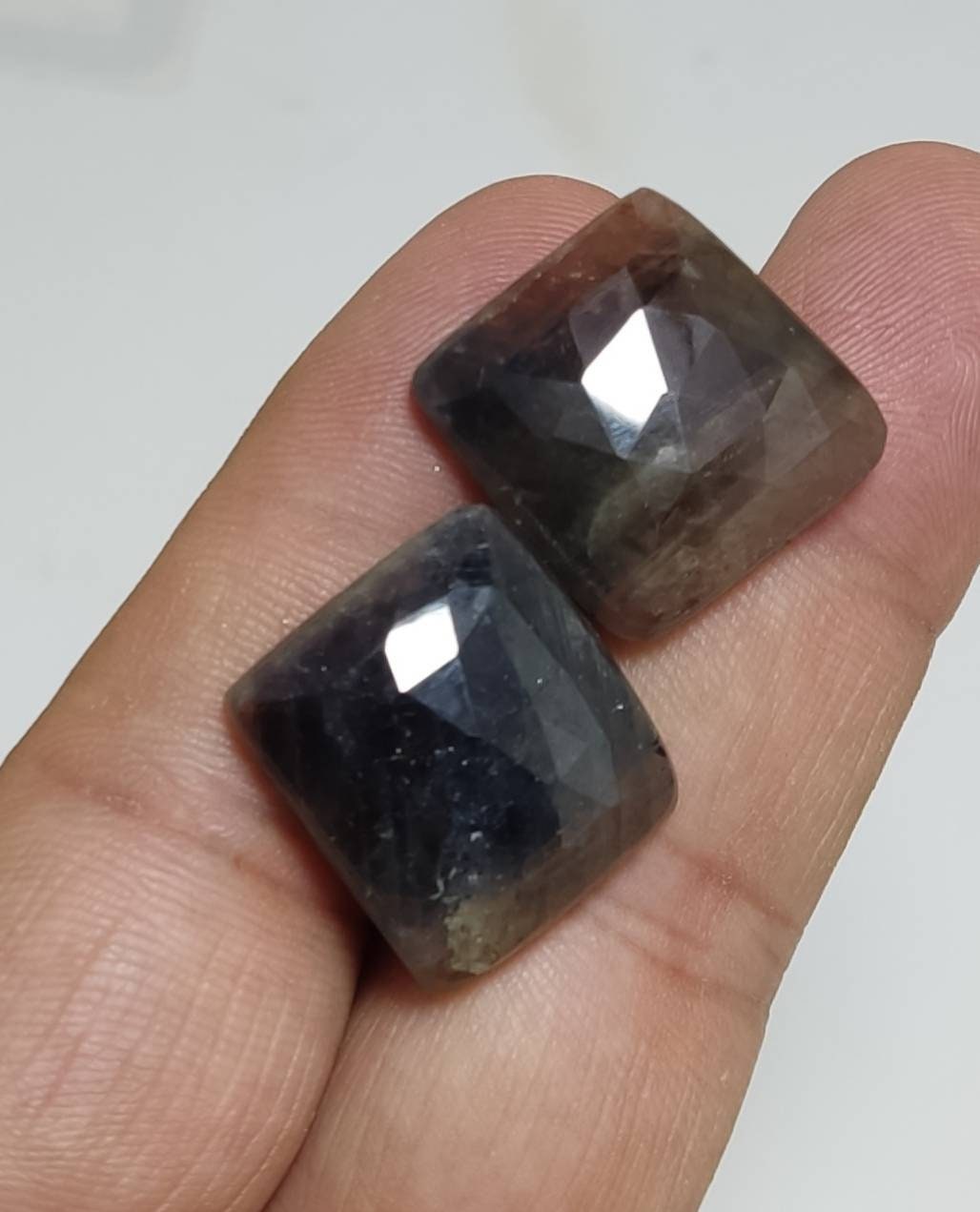 pair of rose cut sapphire 66 carats