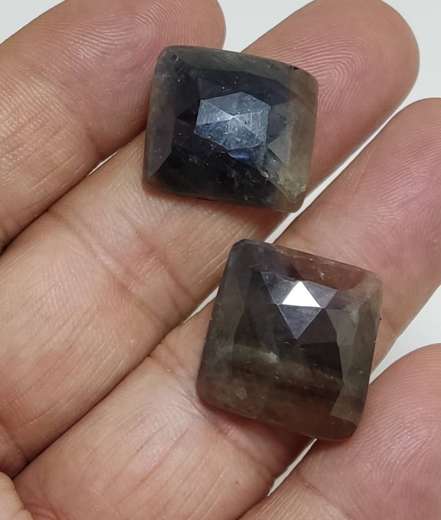 pair of rose cut sapphire 66 carats