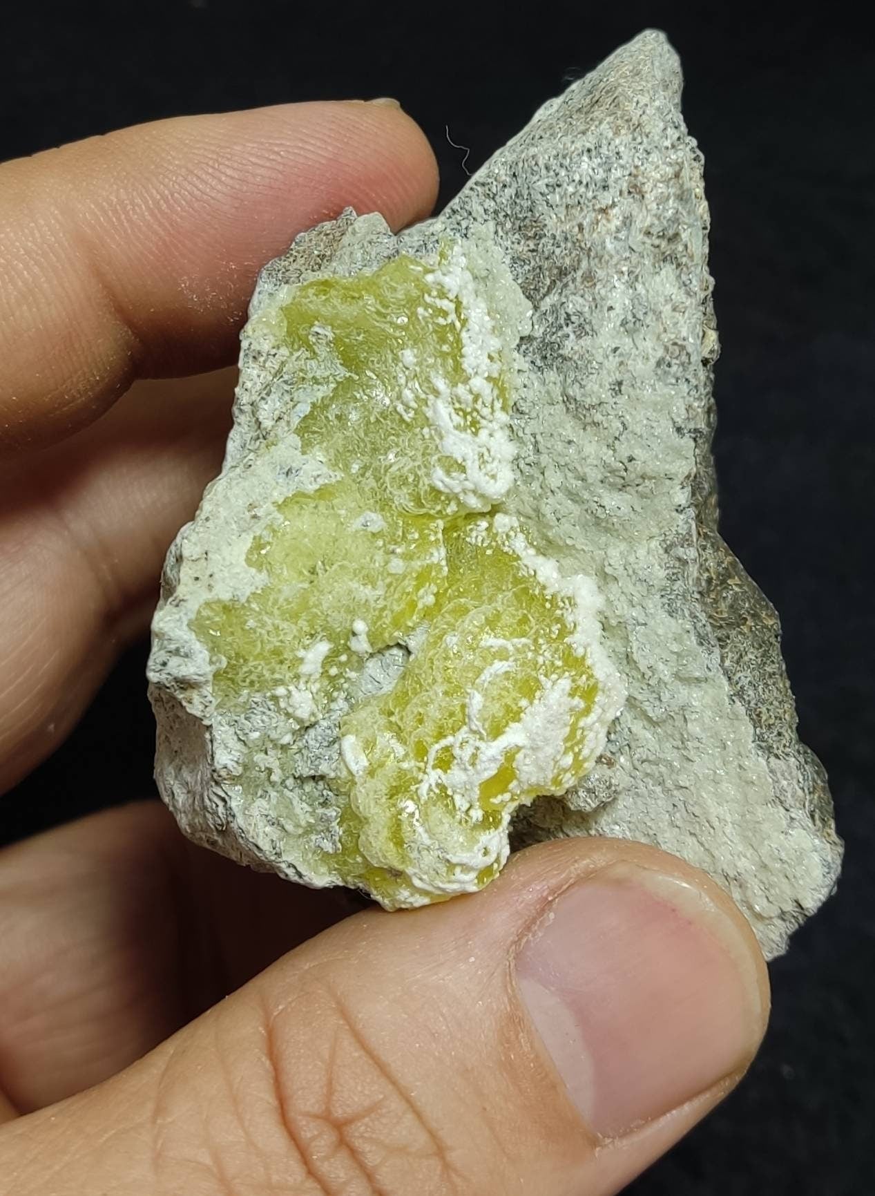 An amazing specimen of Natural yellow color Brucite on matrix 198 grams