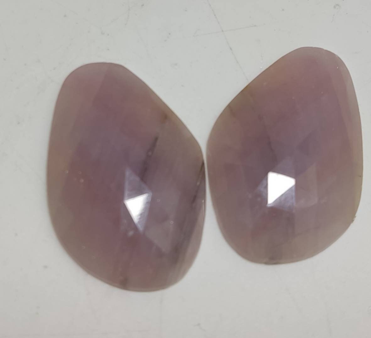 Light pink pair of rose cut sapphire 44 carats