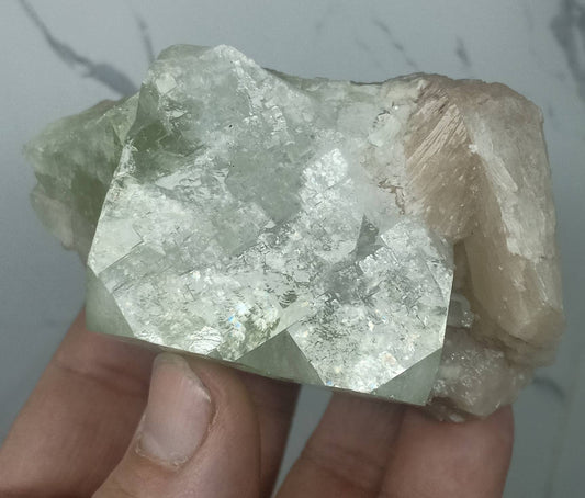 An aesthetic specimen of apophyllite with associated stilbite 279 grams