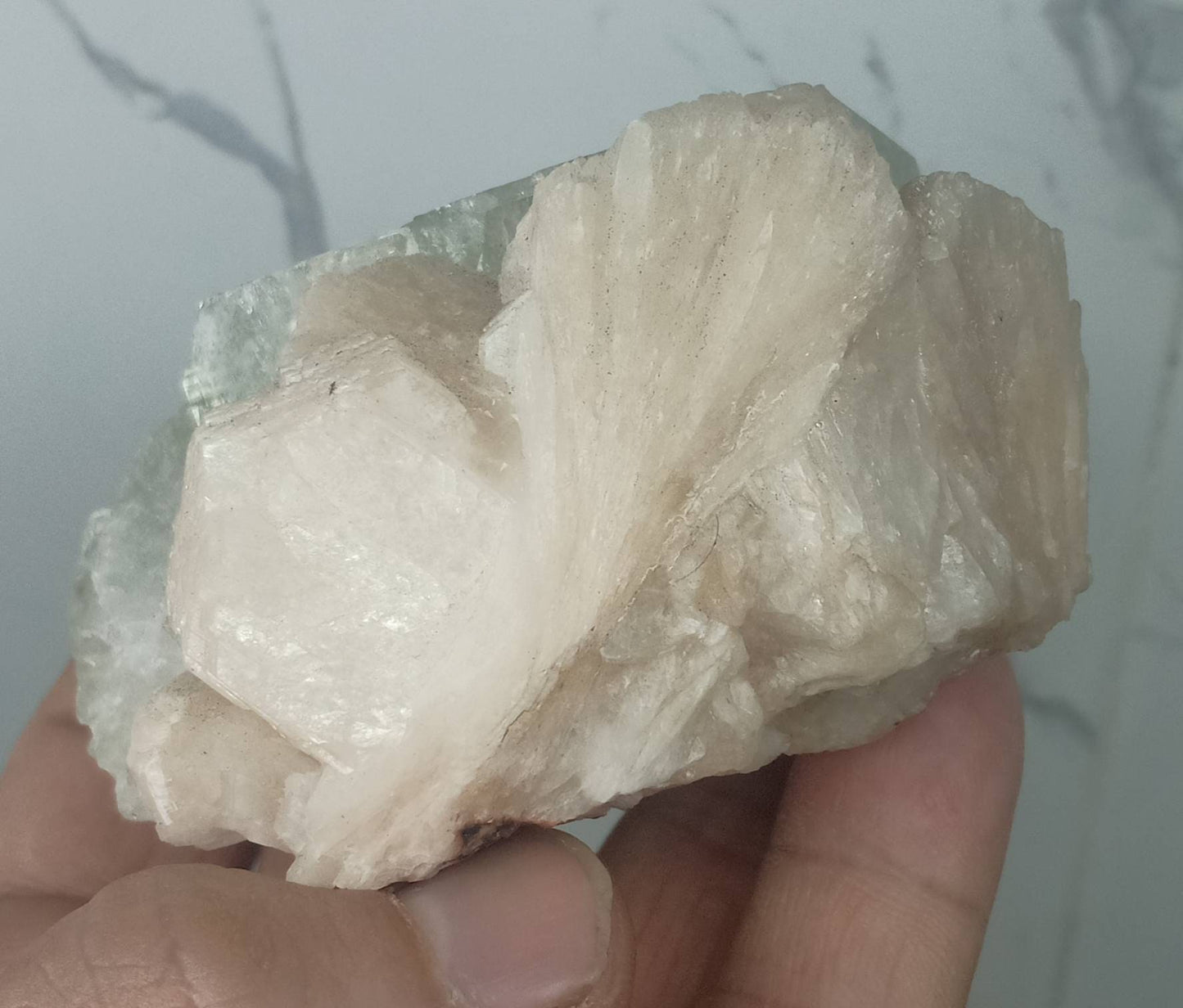 An aesthetic specimen of apophyllite with associated stilbite 279 grams