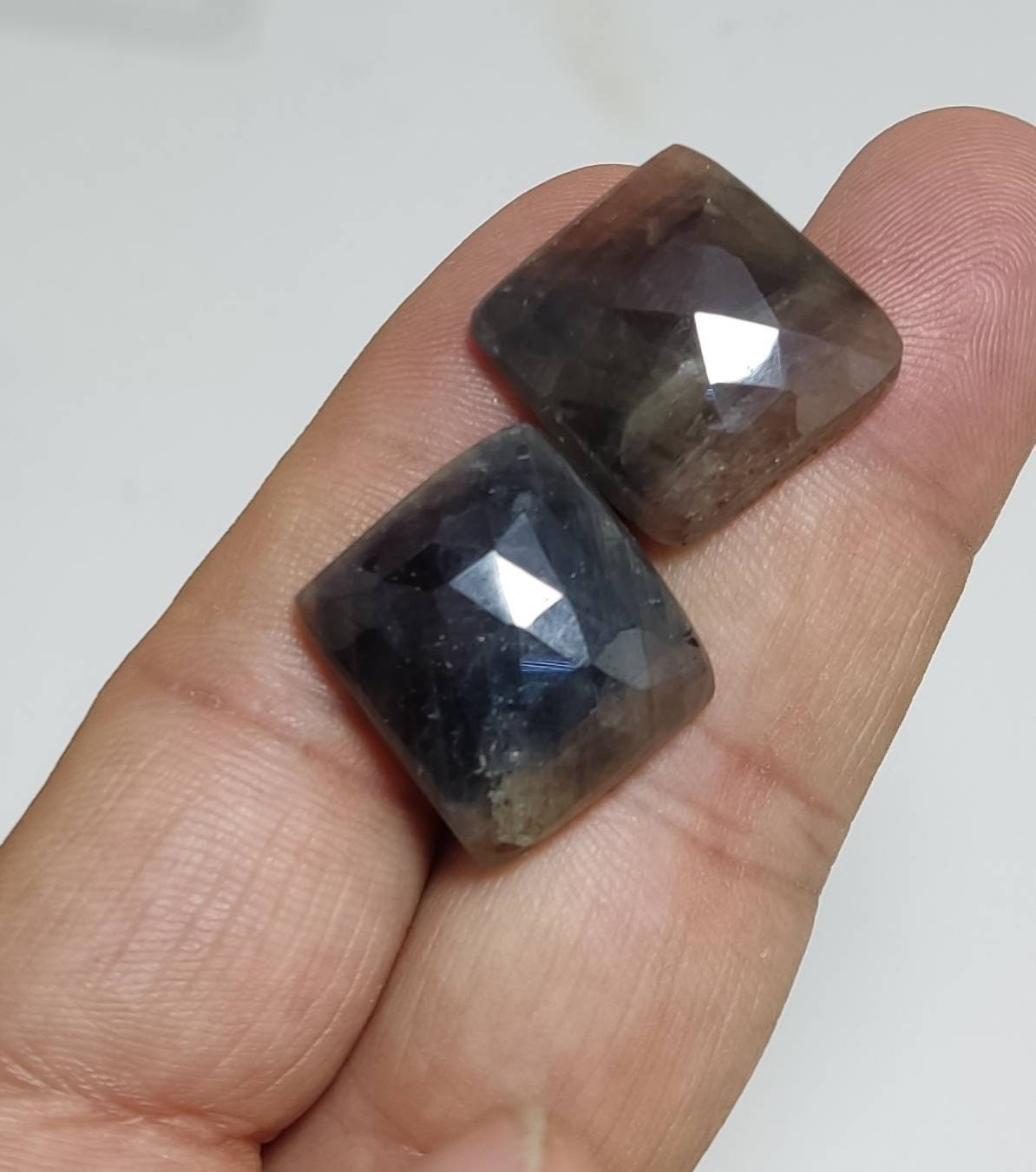 pair of rose cut sapphire 66 carats