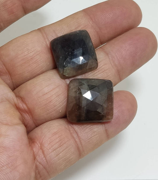 pair of rose cut sapphire 66 carats