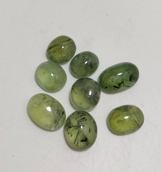 epidote included prehnite cabochons 8 Cabochons