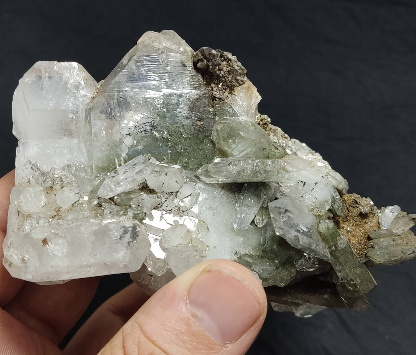 An Aesthetic Natural beautifully terminated Chlorite Quartz crystals cluster 318 grams